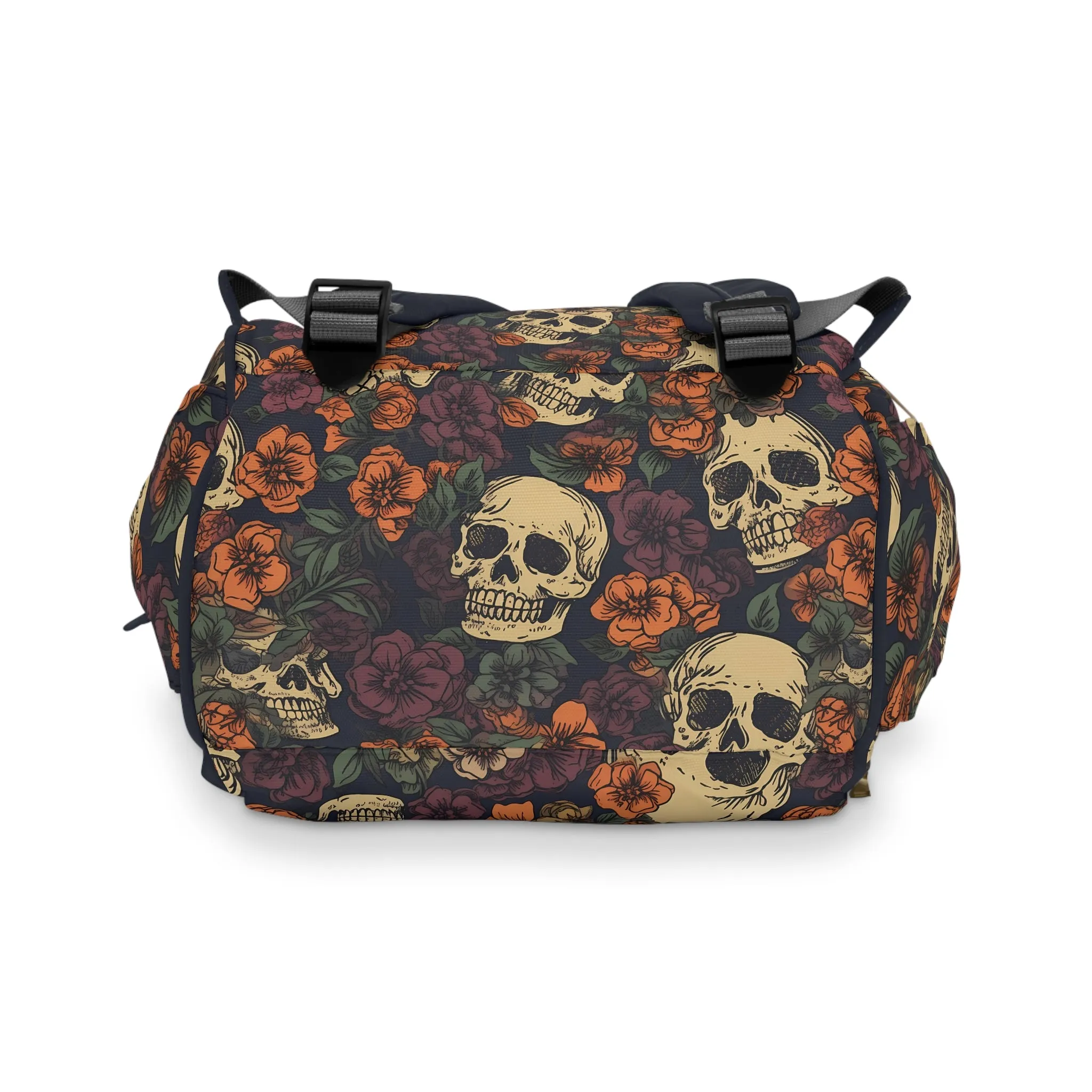 Skull Print Diaper Backpack - Multifunctional & Durable Baby Bag for Stylish Parents, Spacious & Organized Nappy Bag