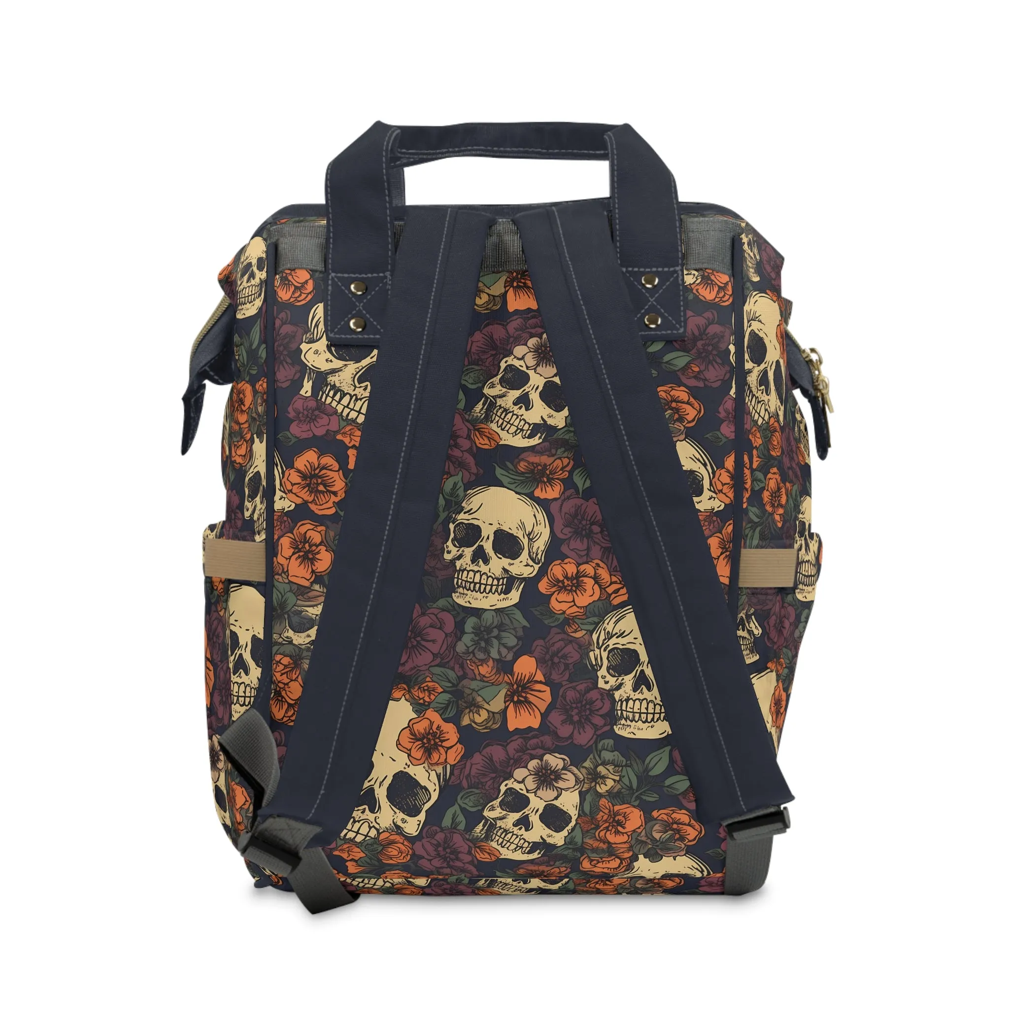 Skull Print Diaper Backpack - Multifunctional & Durable Baby Bag for Stylish Parents, Spacious & Organized Nappy Bag