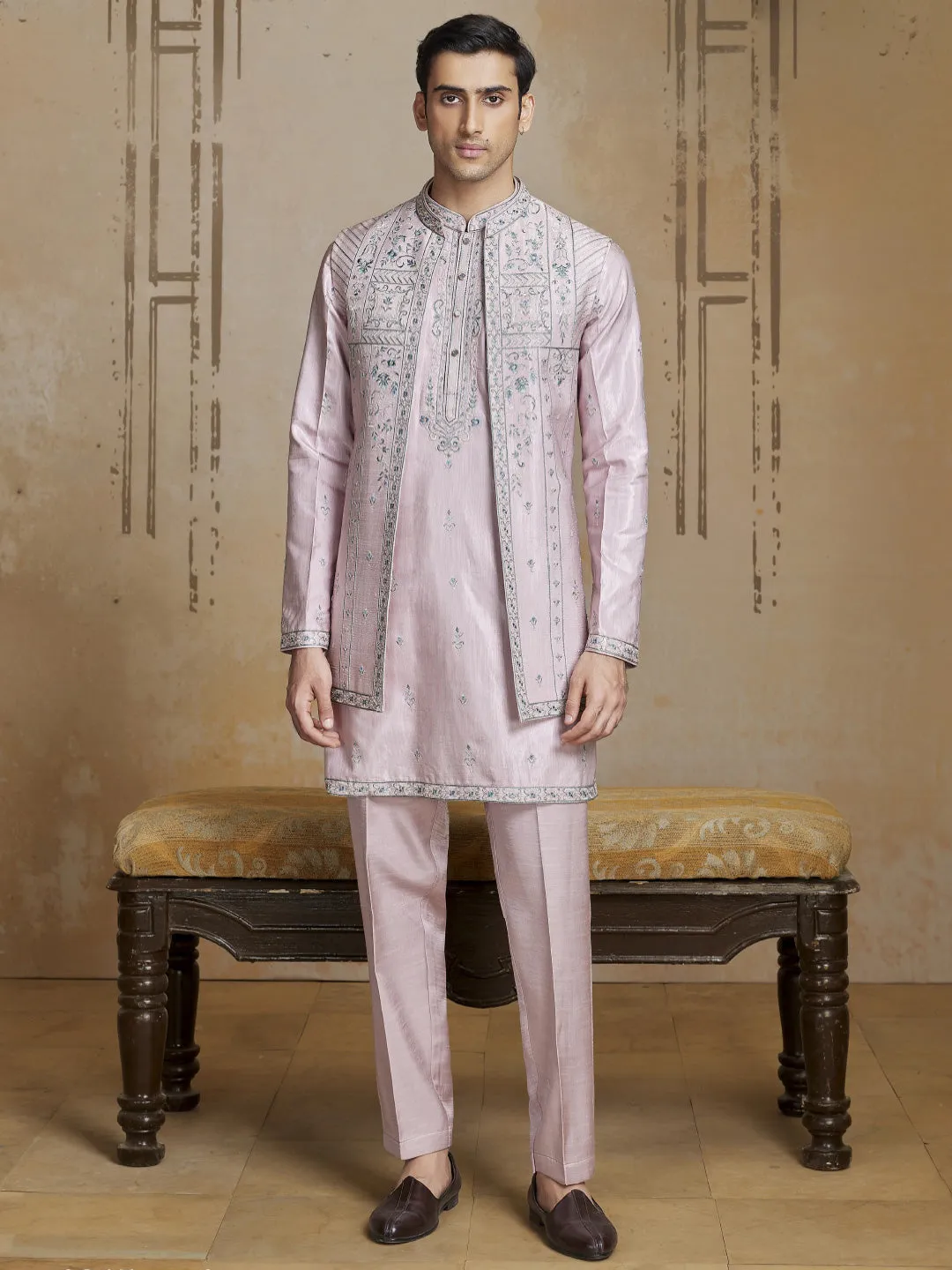 Soft Baby Pink Indo Western  with Minimal Embroidery