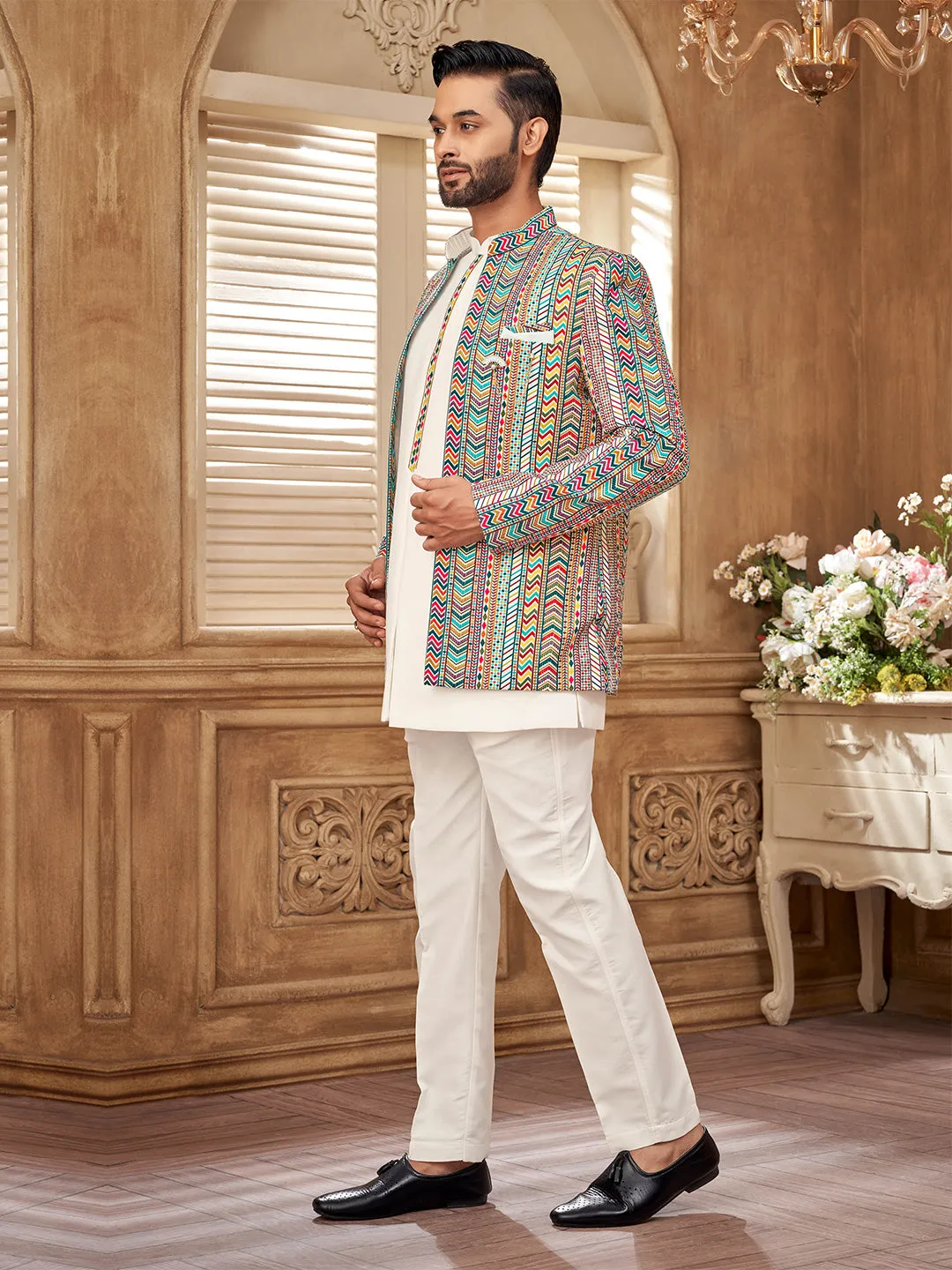 Spectrum of Multi-Colored Jodhpuri Set for Men