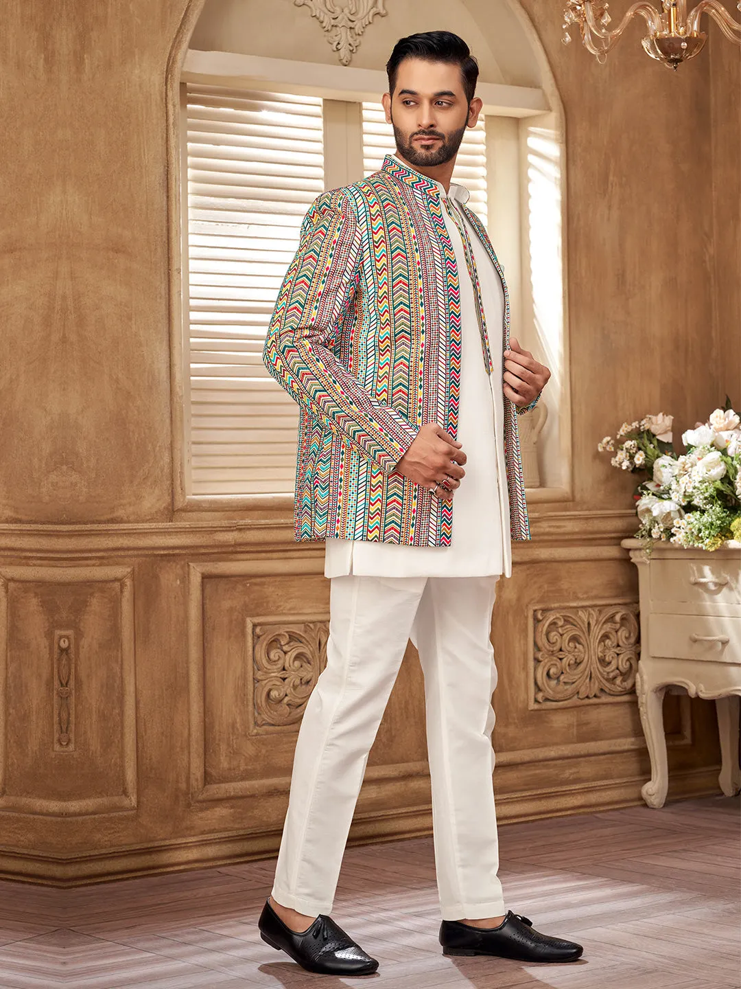 Spectrum of Multi-Colored Jodhpuri Set for Men