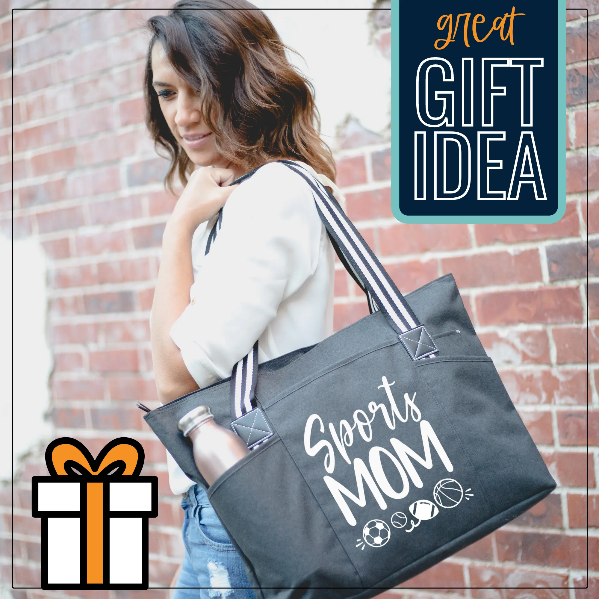 Sports Mom Tessa Black Tote Bag for Moms
