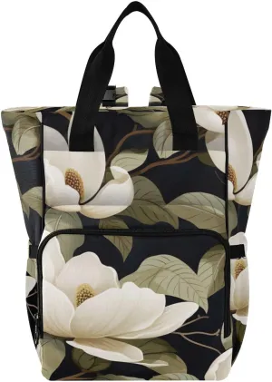 SPRIPORT White Magnolia Diaper Backpack: Stylish & Spacious!