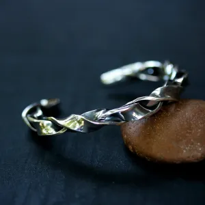 Sterling silver cuff bracelet twist and braid design