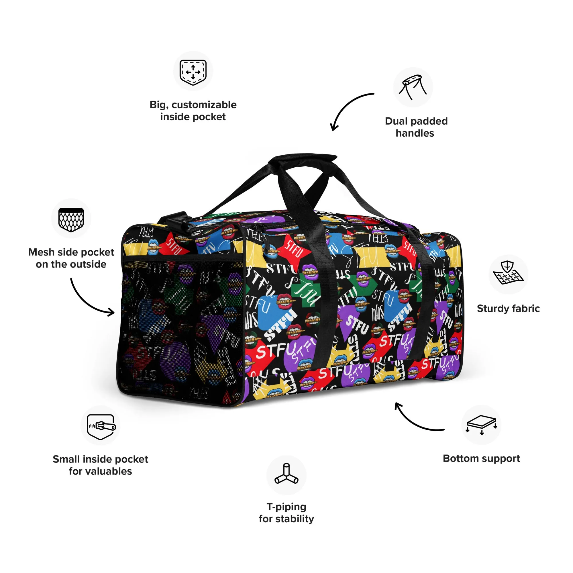 STFU Logos and Colors Duffel Bag - Black