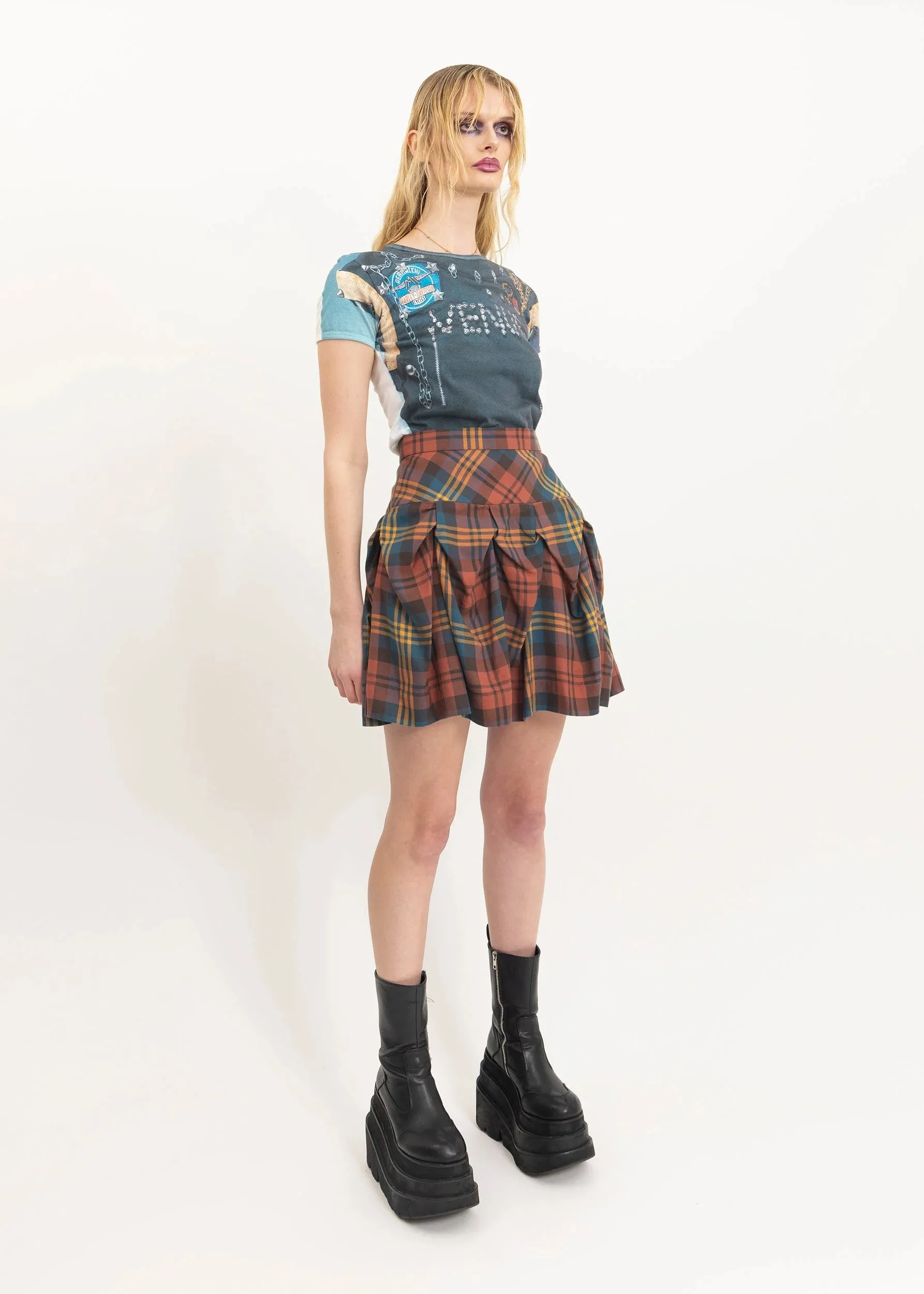 Structured tartan skirt