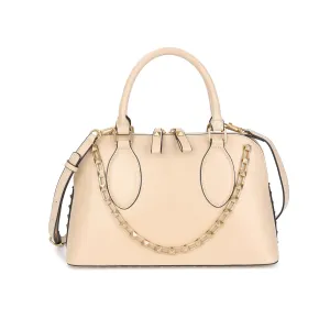 Studded Detail Structured Leather Handbag