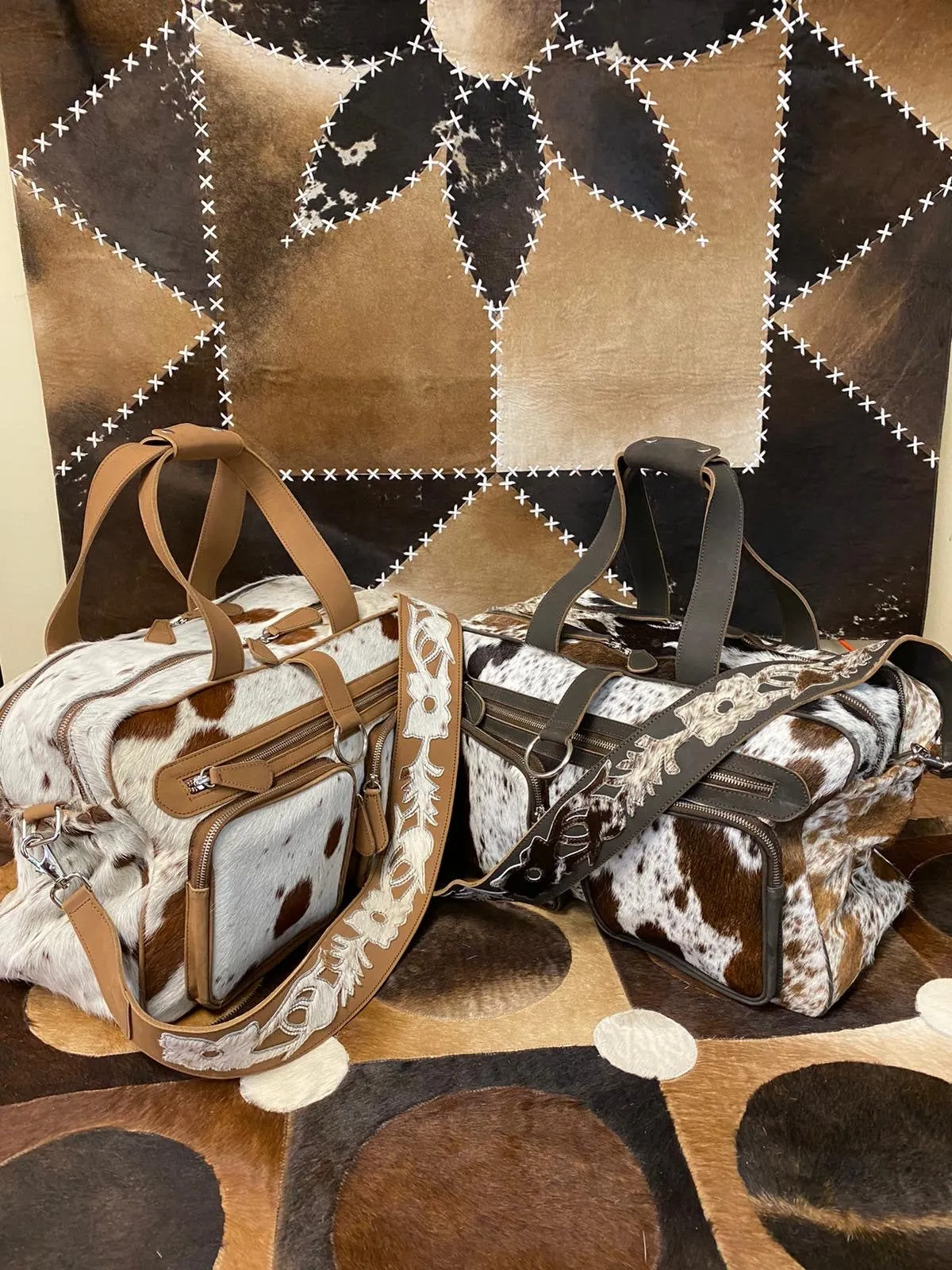 Suede Cowhide Duffel Baby Diaper Bag
