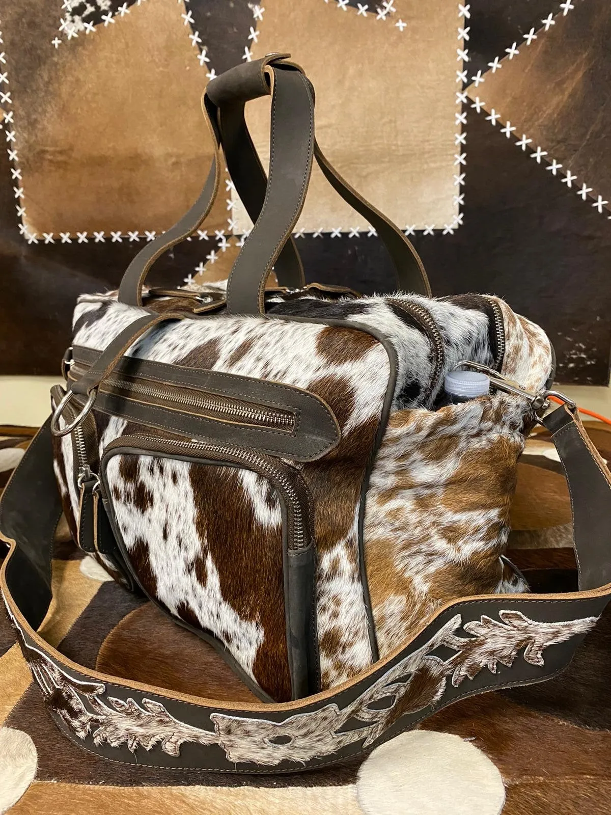 Suede Cowhide Duffel Baby Diaper Bag