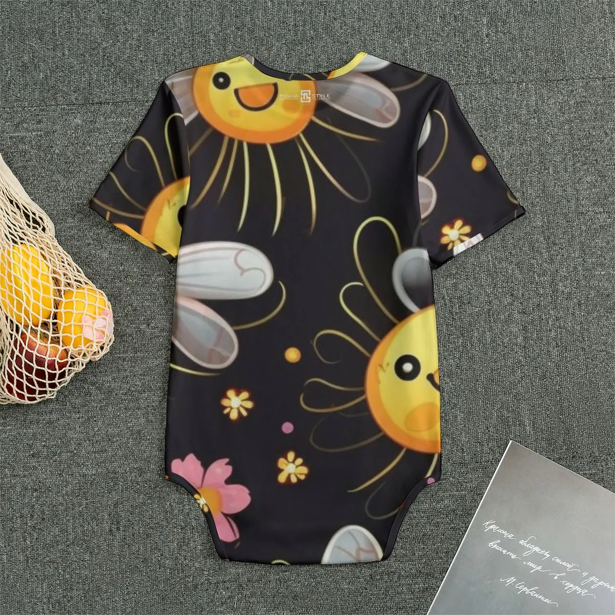 Sun Flower Black Baby Bodysuits