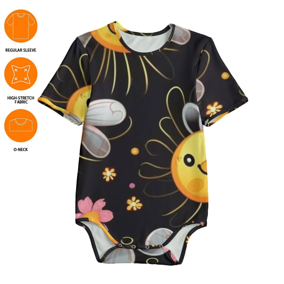 Sun Flower Black Baby Bodysuits