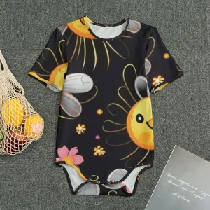 Sun Flower Black Baby Bodysuits