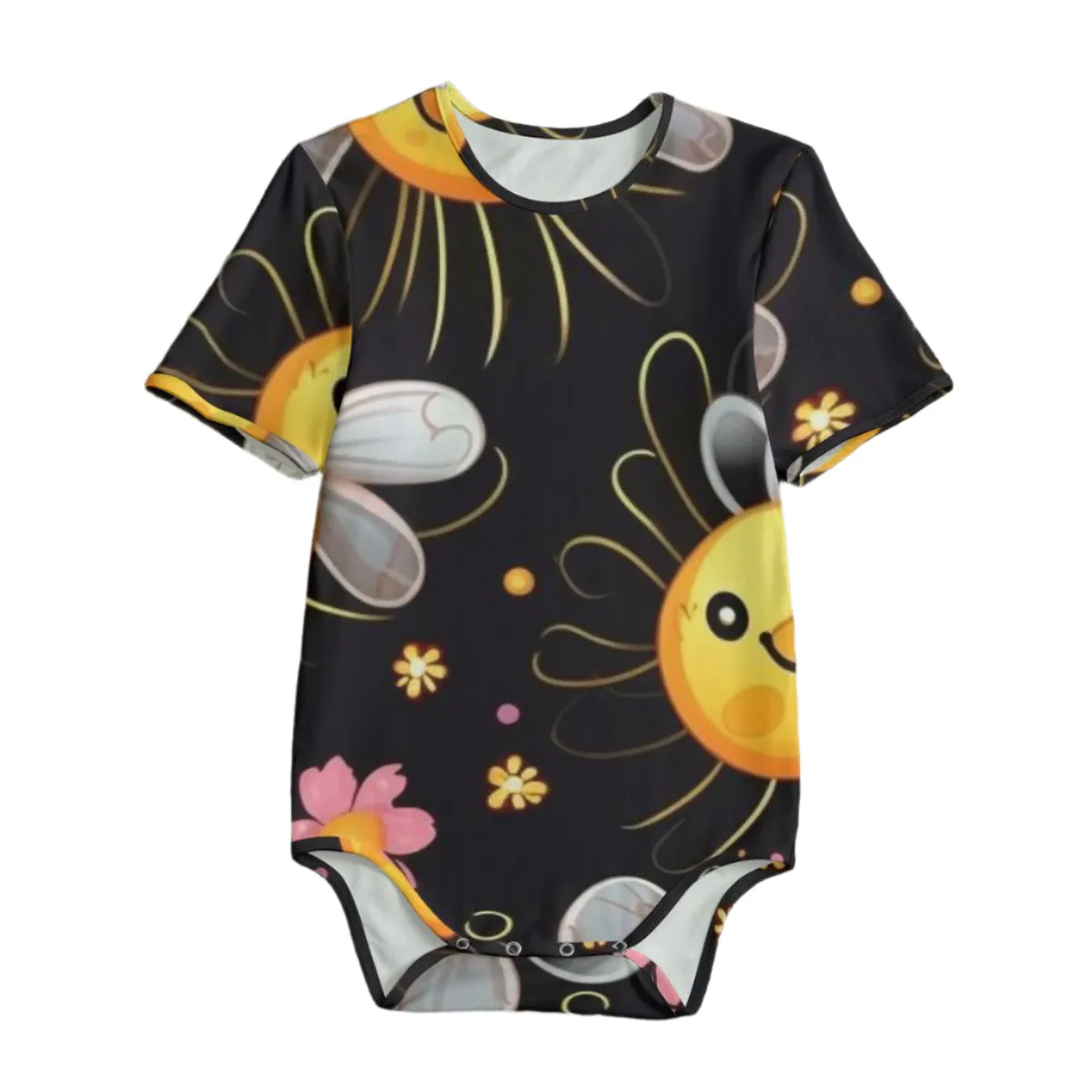 Sun Flower Black Baby Bodysuits