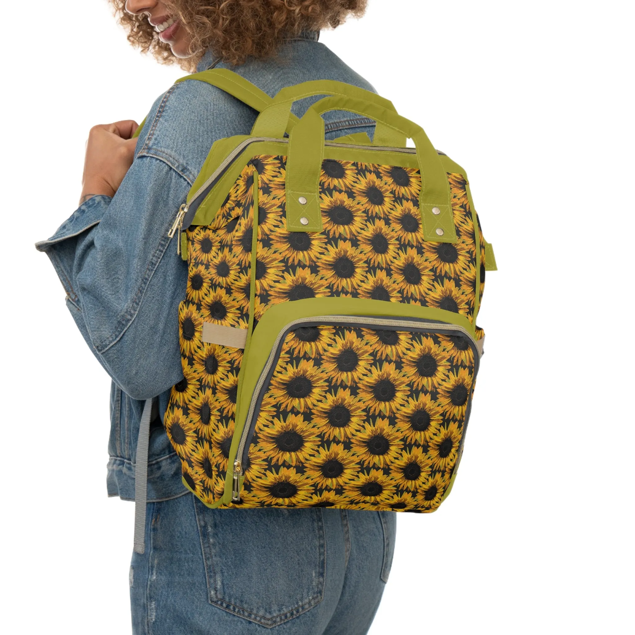 Sunflower Diaper Backpack - Bright & Multifunctional Baby Bag with Sunflower Design, Perfect for Nature-Loving Parents