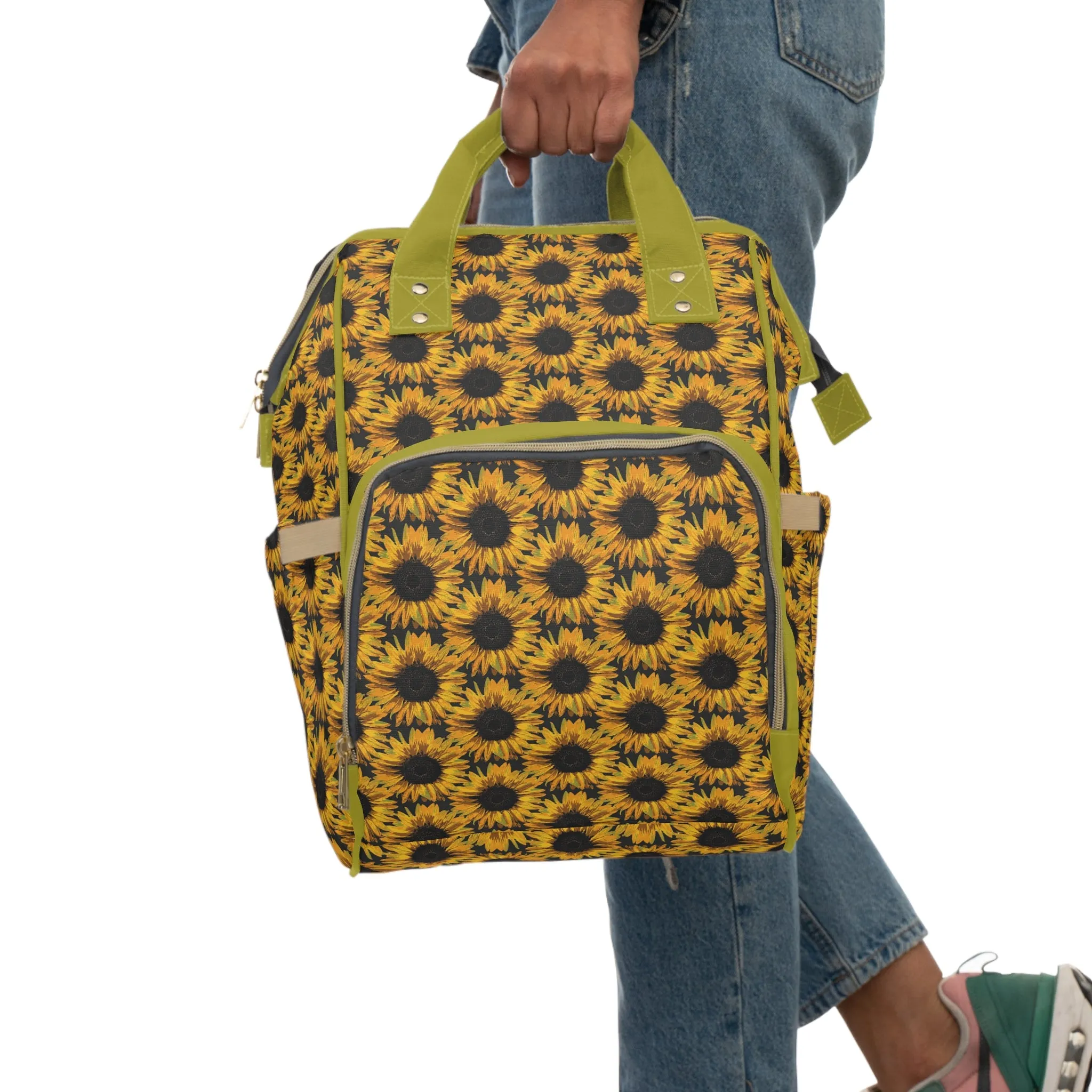 Sunflower Diaper Backpack - Bright & Multifunctional Baby Bag with Sunflower Design, Perfect for Nature-Loving Parents