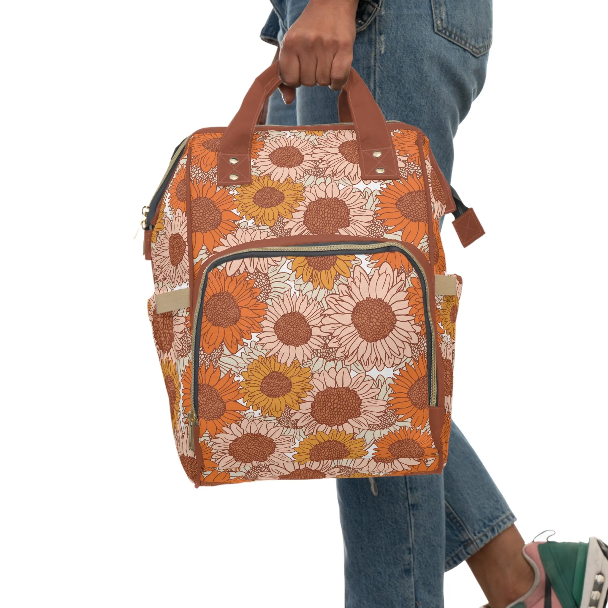 Sunflower Diaper Backpack - Bright & Multifunctional Baby Bag with Sunflower Design, Perfect for Nature-Loving Parents