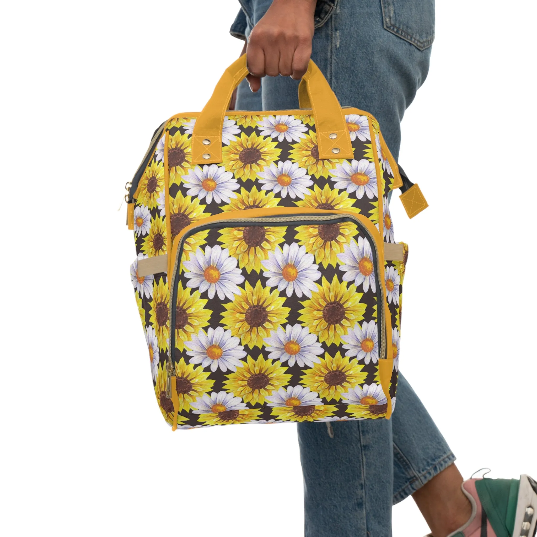 Sunflower Diaper Backpack - Bright & Multifunctional Baby Bag with Sunflower Design, Perfect for Nature-Loving Parents