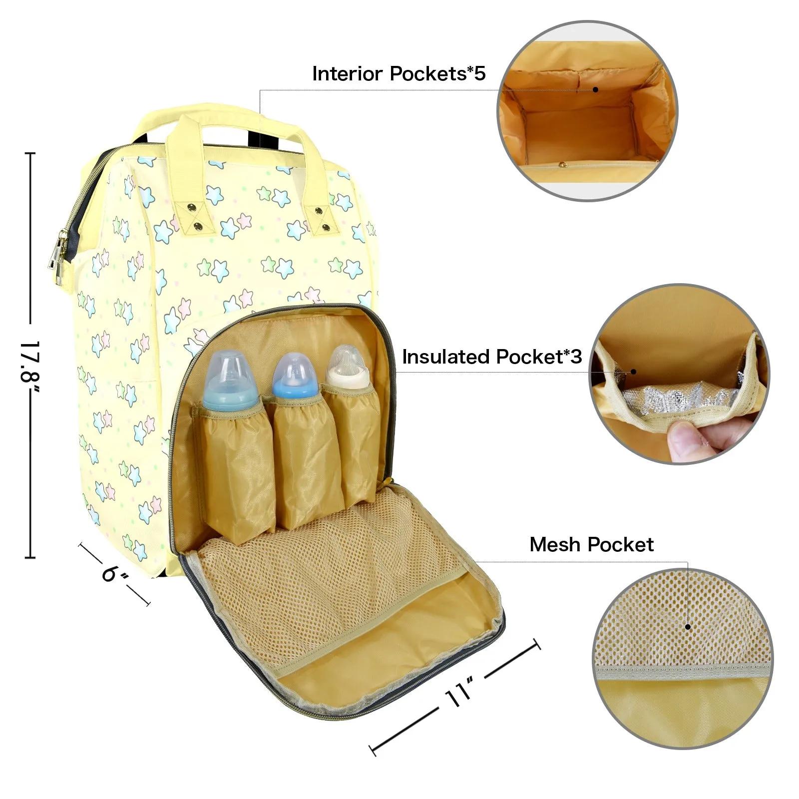 Sunny Stars Large Diaper Bag