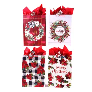 Super Farmhouse Poinsettia Printed Bag, 4 Designs