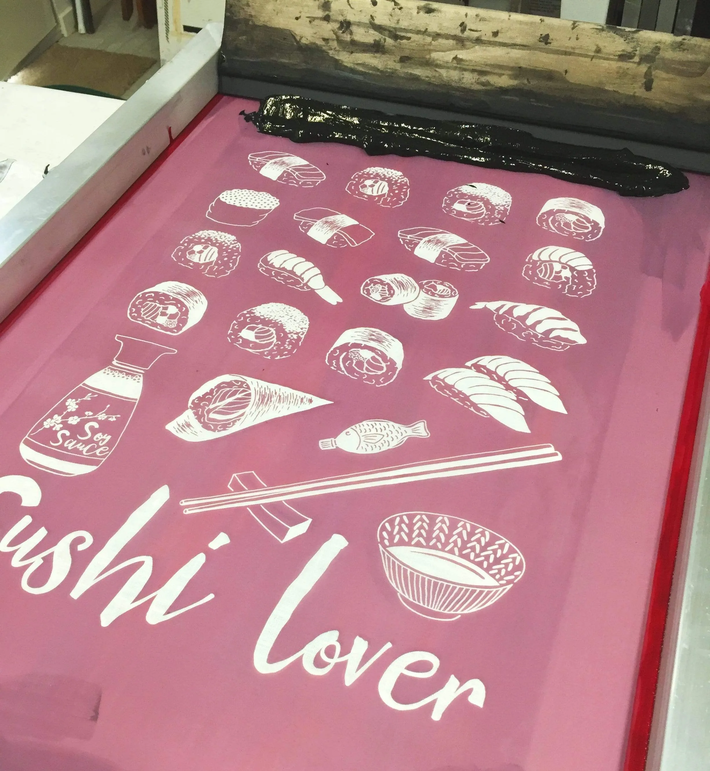 Sushi Lover Illustration Screen Printed Tote Bag