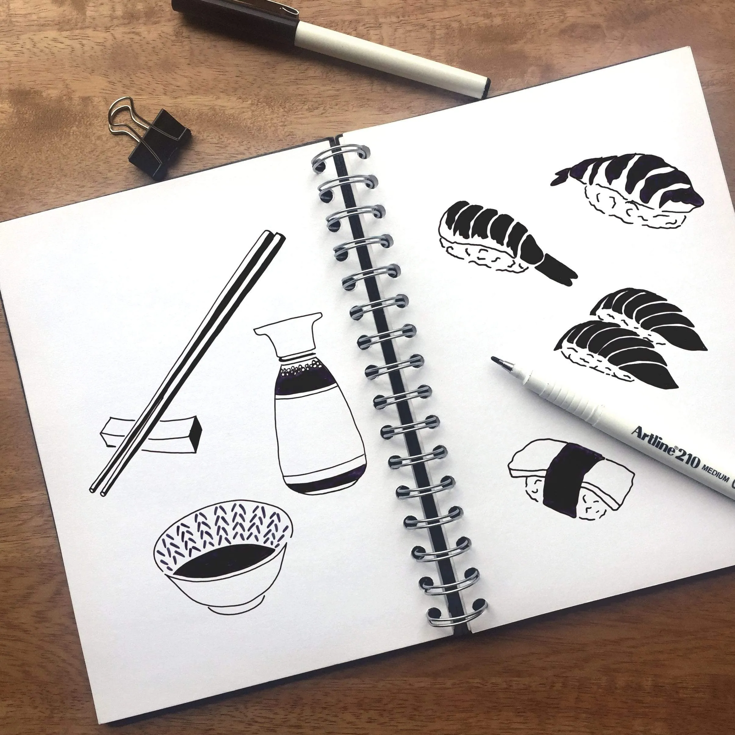 Sushi Lover Illustration Screen Printed Tote Bag