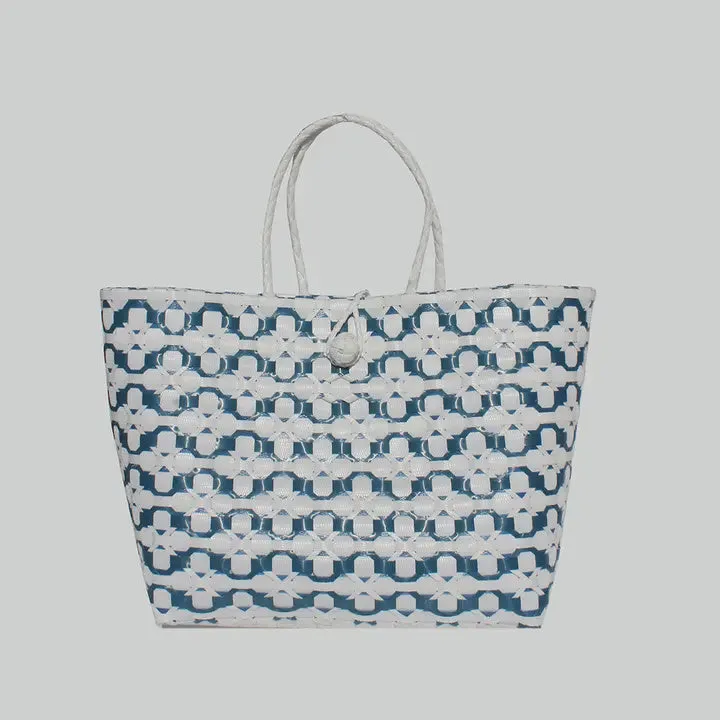 SWAN STRAW TOTE BLUE