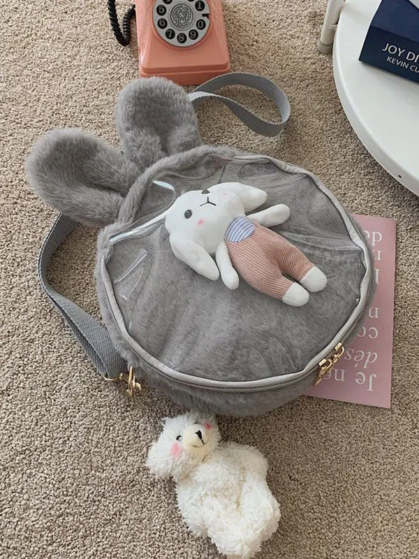 Sweet Lolita Bag White Short Plush Faux Suede Bunny Ears Lolita Accessories