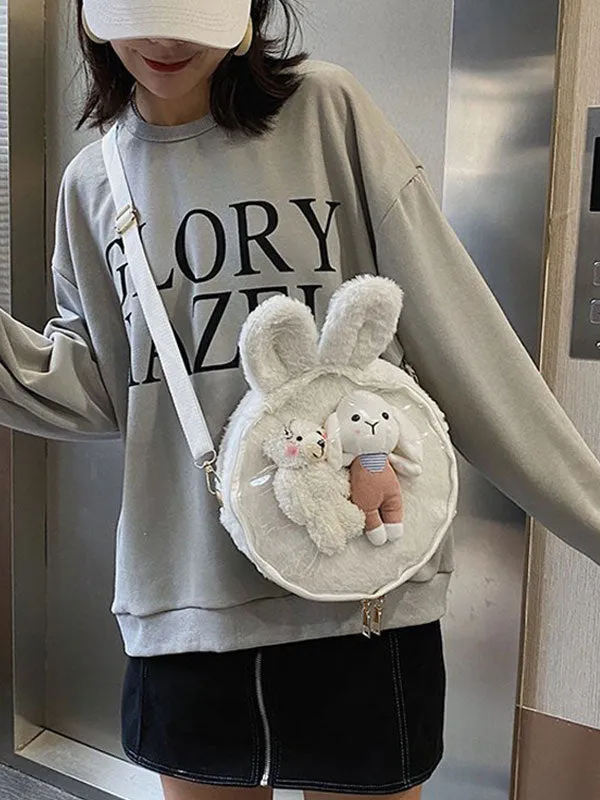 Sweet Lolita Bag White Short Plush Faux Suede Bunny Ears Lolita Accessories