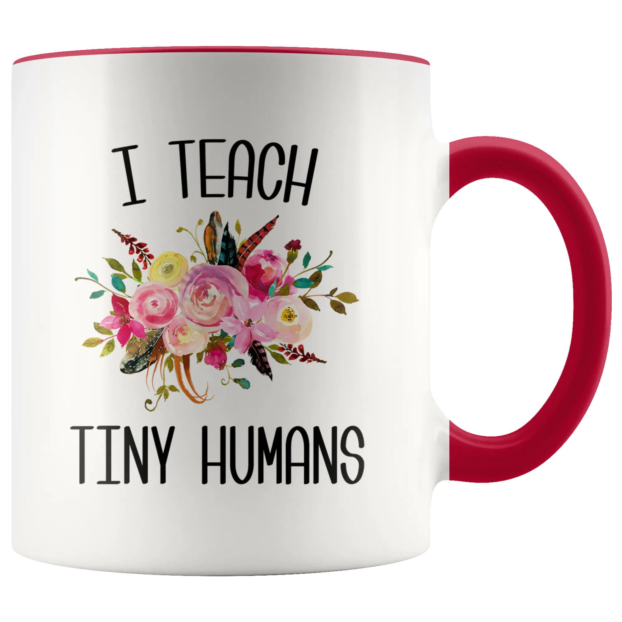 Teaching Tiny Humans Mug Funny Preschool Teacher Gift Pre K Floral Coffee Cup