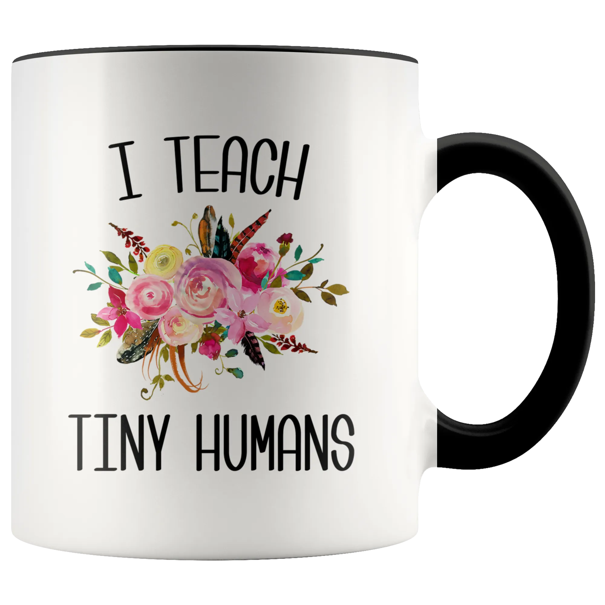 Teaching Tiny Humans Mug Funny Preschool Teacher Gift Pre K Floral Coffee Cup