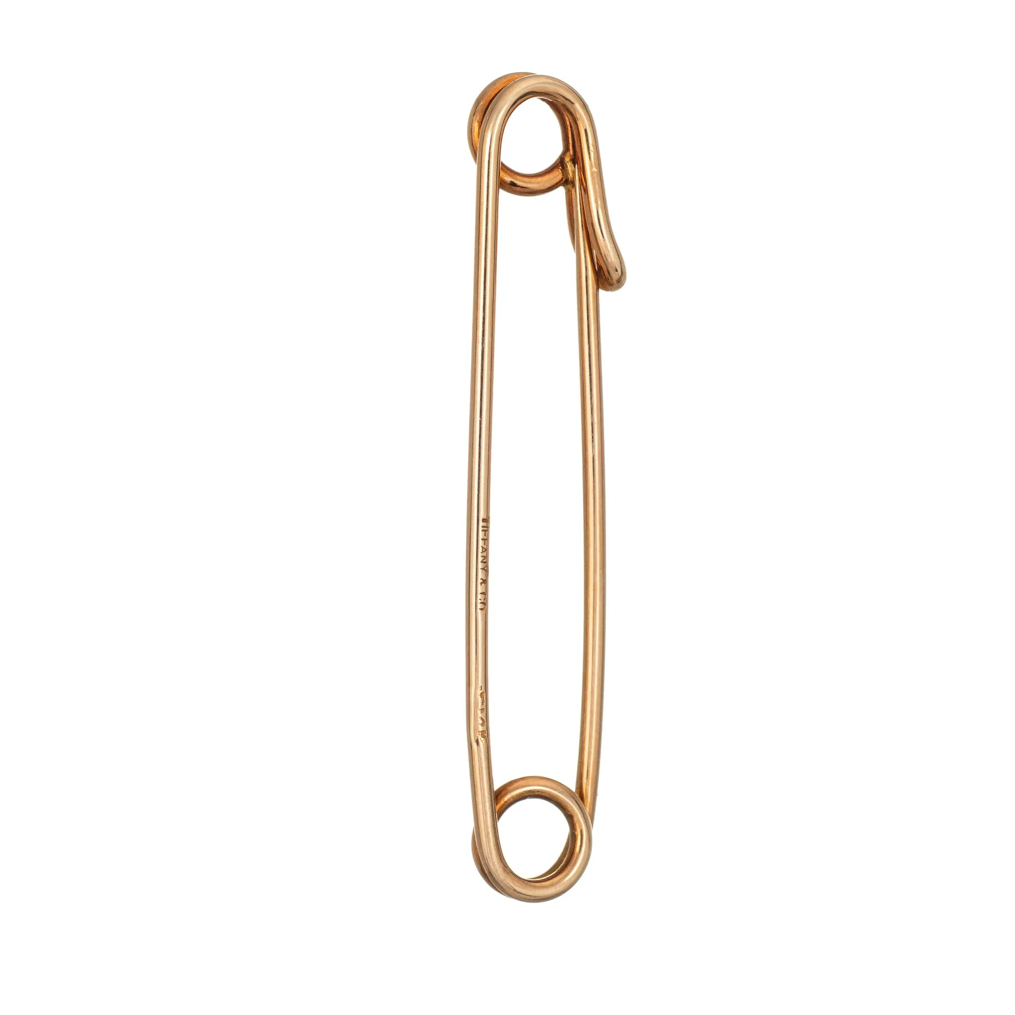 Tiffany & Co Baby Pin 60s Vintage 14k Yellow Gold Diaper Brooch Signed Jewelry