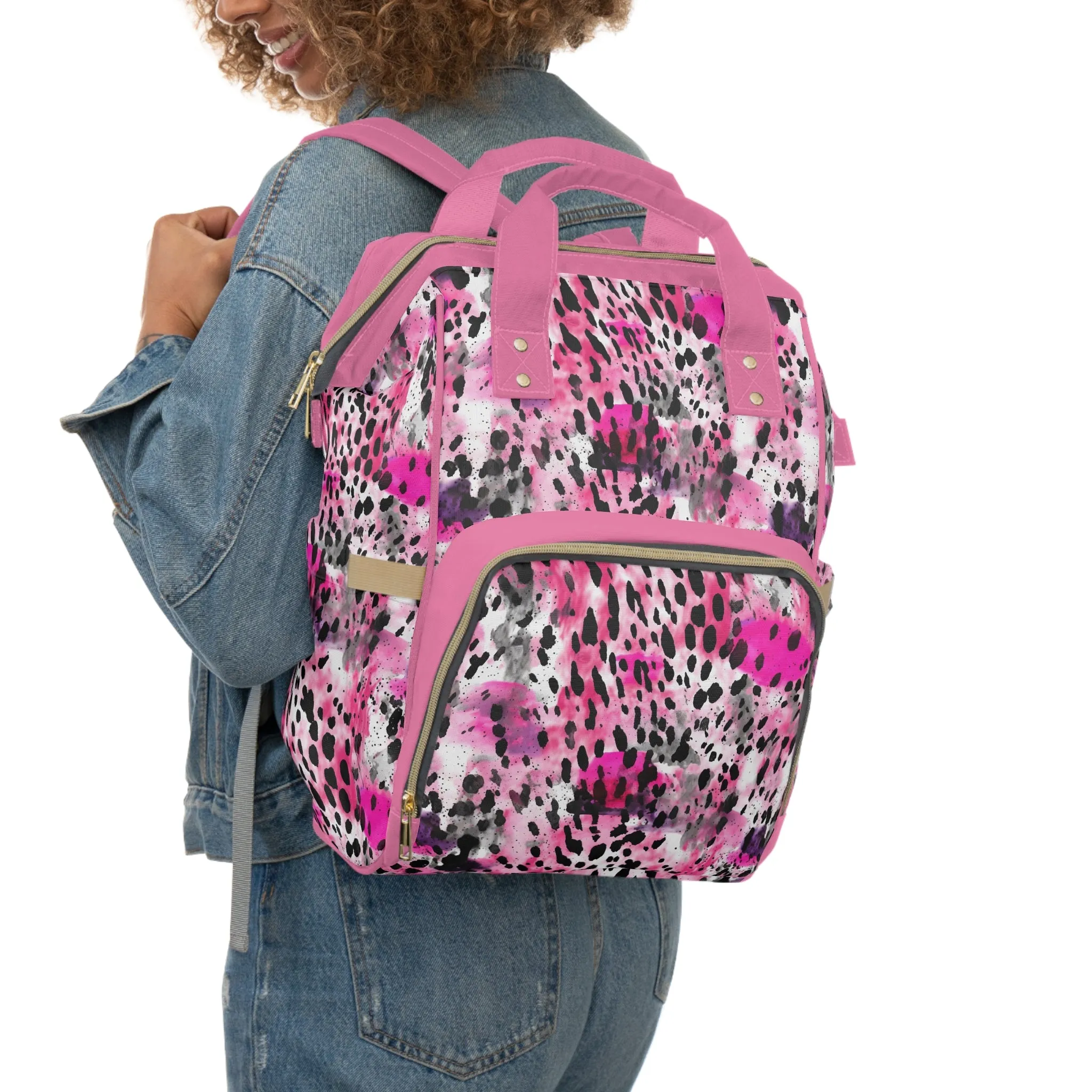 Trendy Cow Print Diaper Backpack - Durable Baby Bag with Unique Cow Pattern, Spacious Nappy Bag for Fashion-Forward Parents