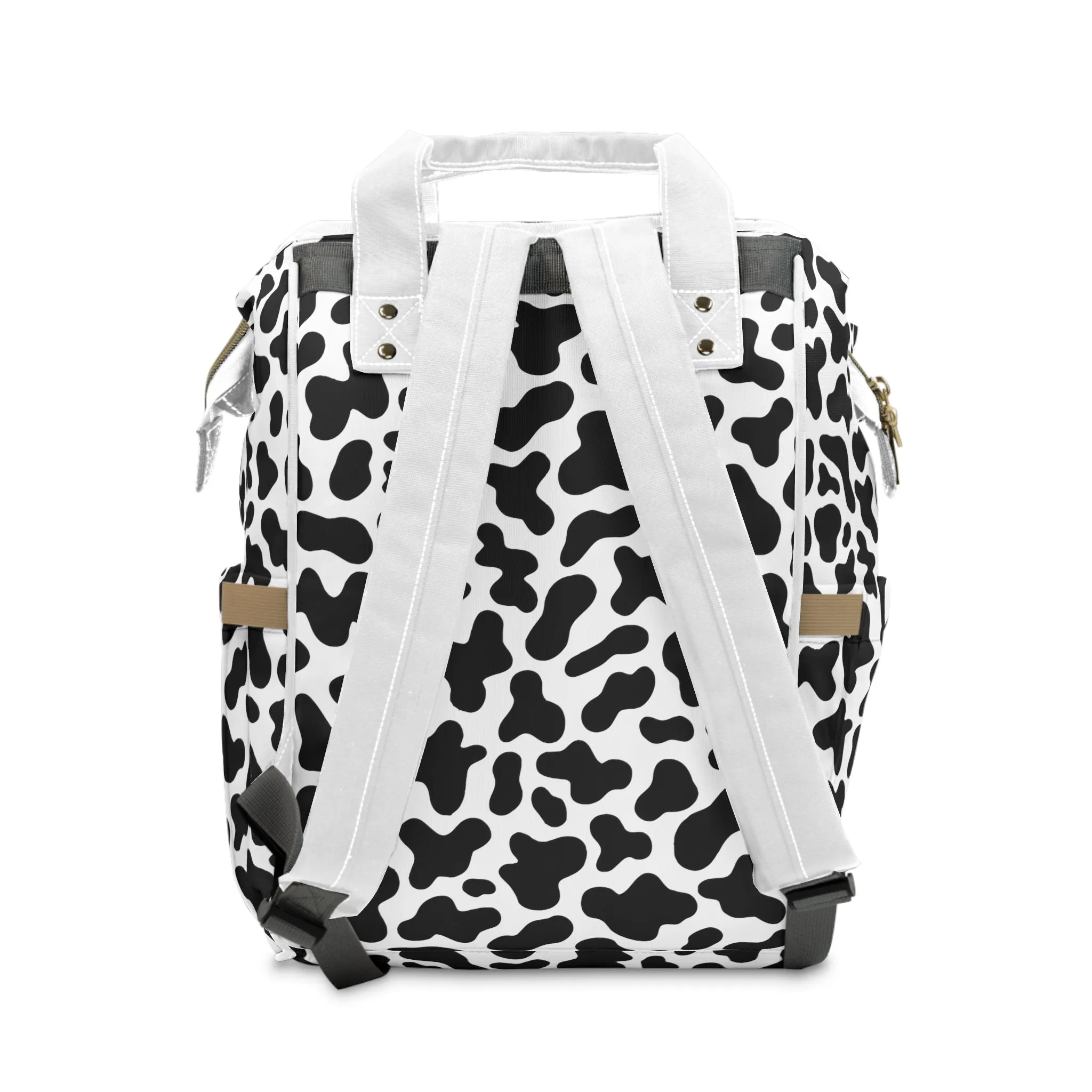 Trendy Cow Print Diaper Backpack - Durable Baby Bag with Unique Cow Pattern, Spacious Nappy Bag for Fashion-Forward Parents