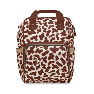 Trendy Cow Print Diaper Backpack - Durable Baby Bag with Unique Cow Pattern, Spacious Nappy Bag for Fashion-Forward Parents
