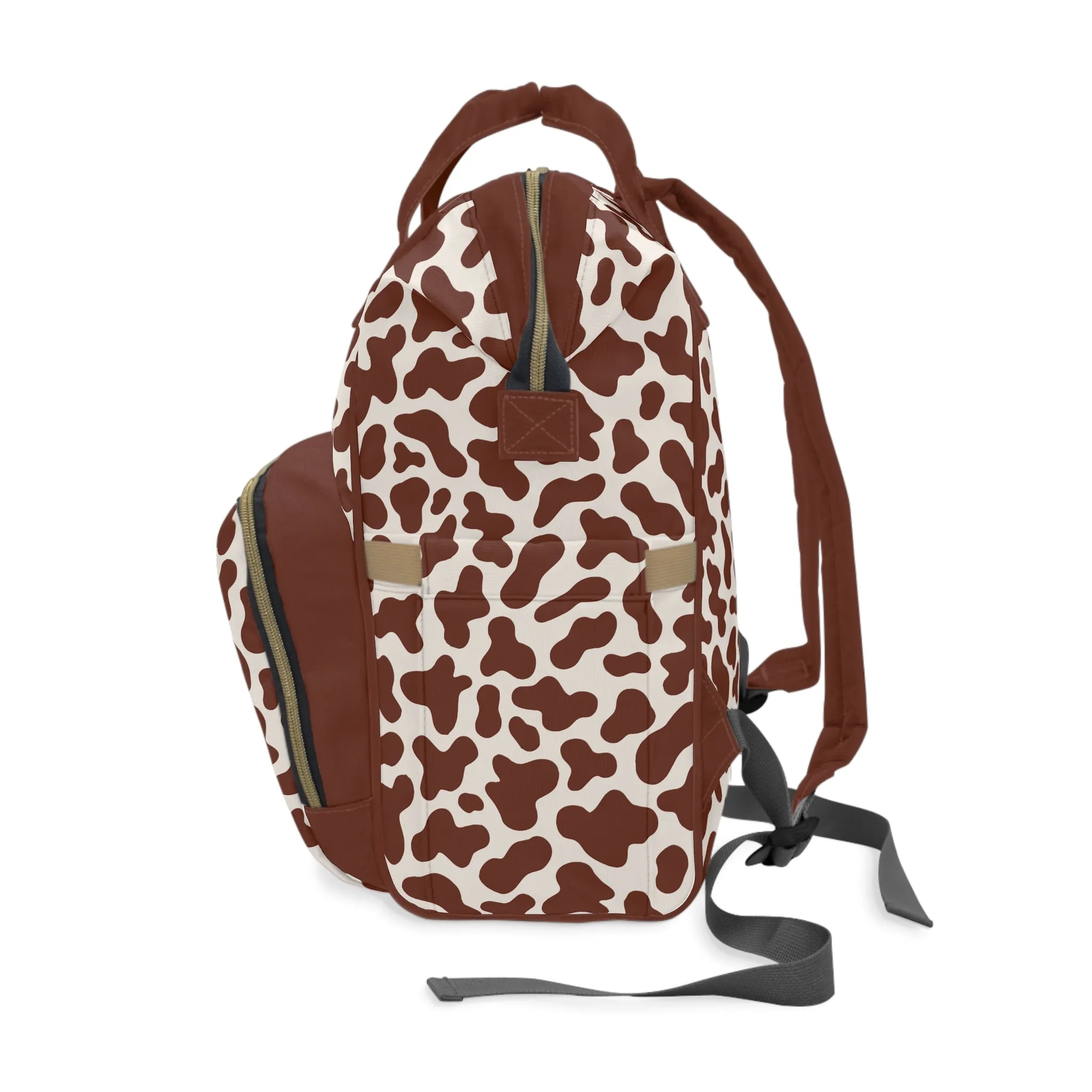 Trendy Cow Print Diaper Backpack - Durable Baby Bag with Unique Cow Pattern, Spacious Nappy Bag for Fashion-Forward Parents