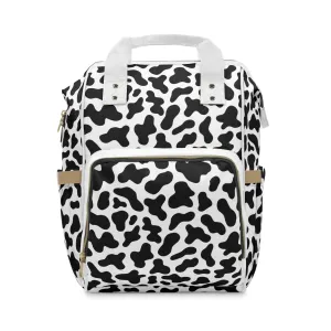 Trendy Cow Print Diaper Backpack - Durable Baby Bag with Unique Cow Pattern, Spacious Nappy Bag for Fashion-Forward Parents