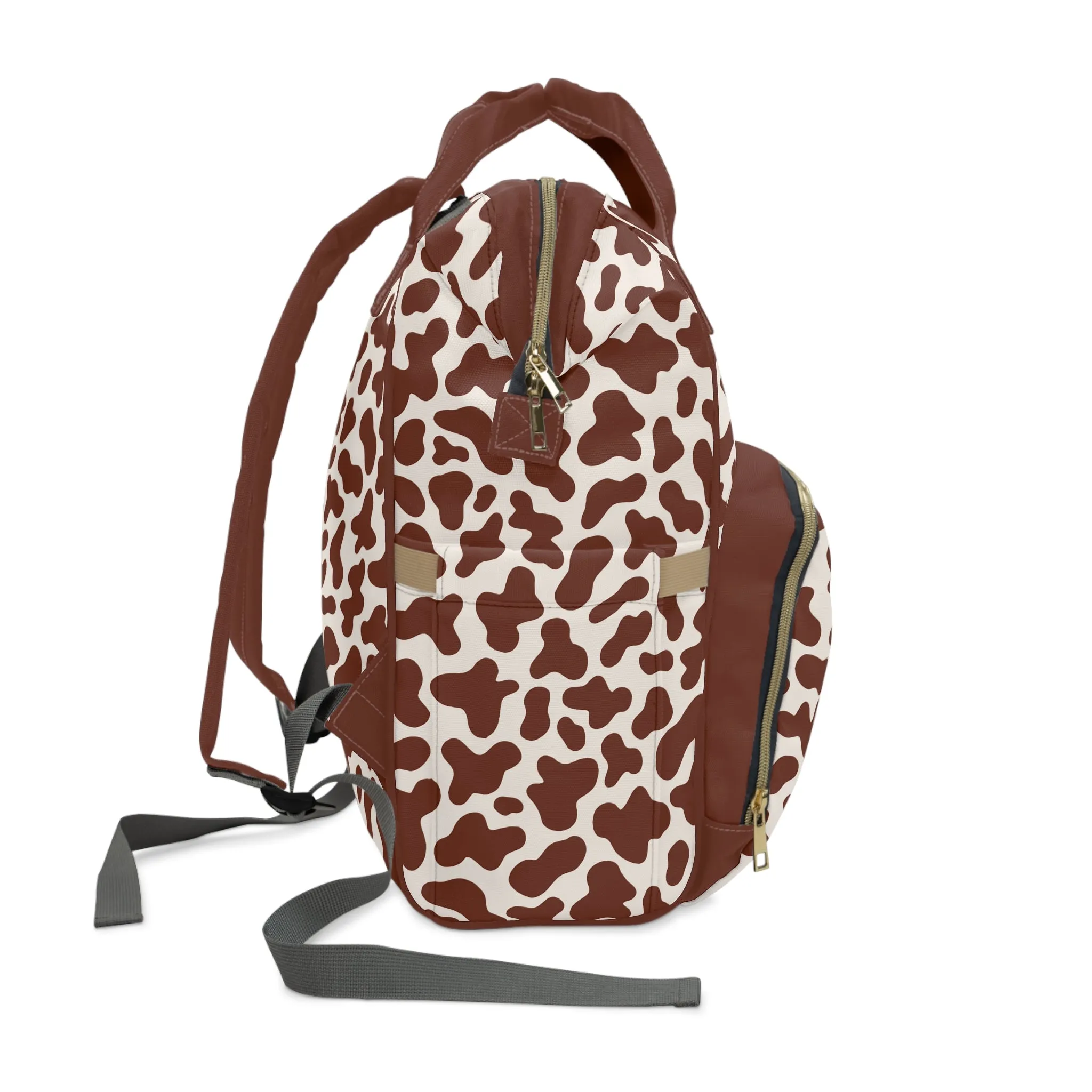 Trendy Cow Print Diaper Backpack - Durable Baby Bag with Unique Cow Pattern, Spacious Nappy Bag for Fashion-Forward Parents