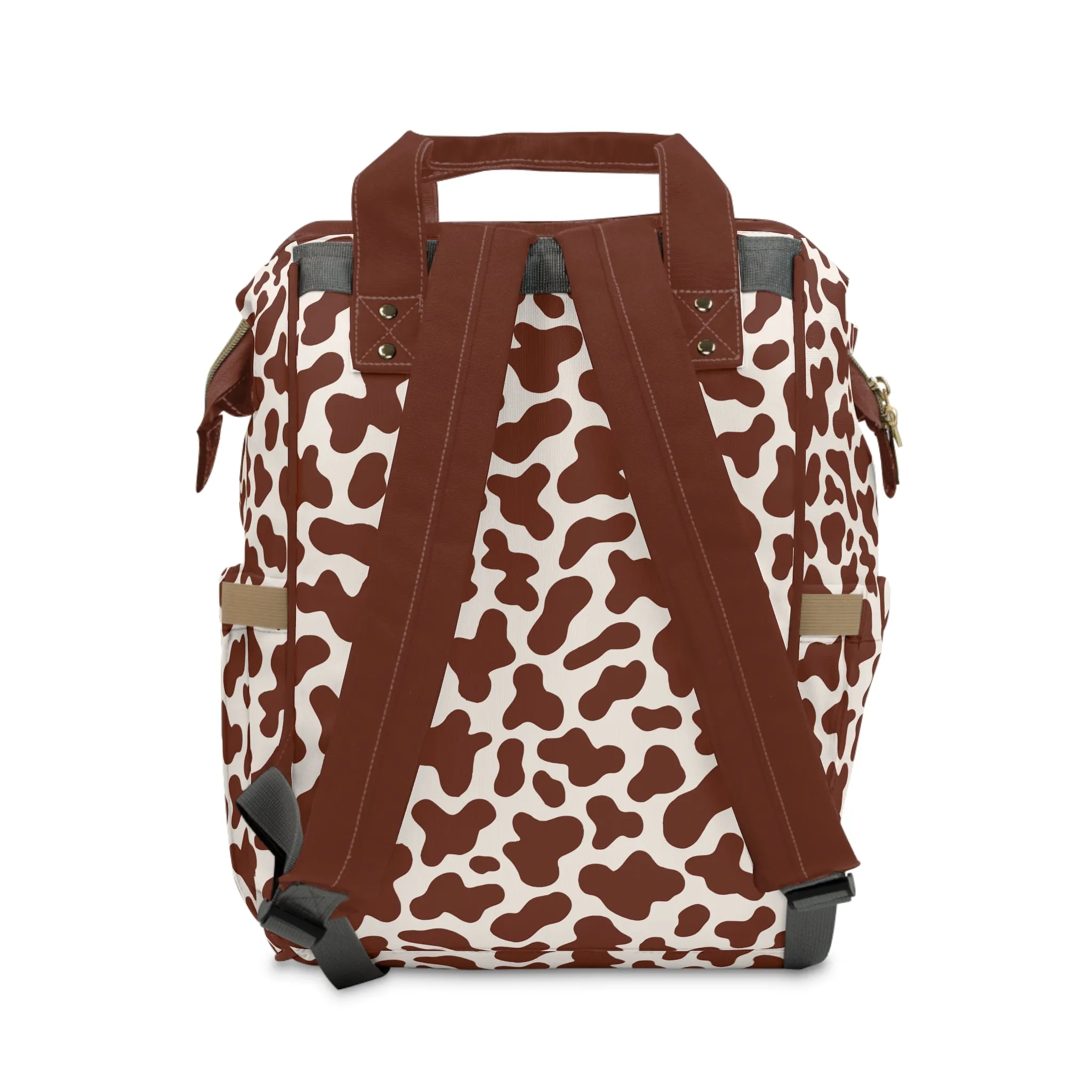 Trendy Cow Print Diaper Backpack - Durable Baby Bag with Unique Cow Pattern, Spacious Nappy Bag for Fashion-Forward Parents