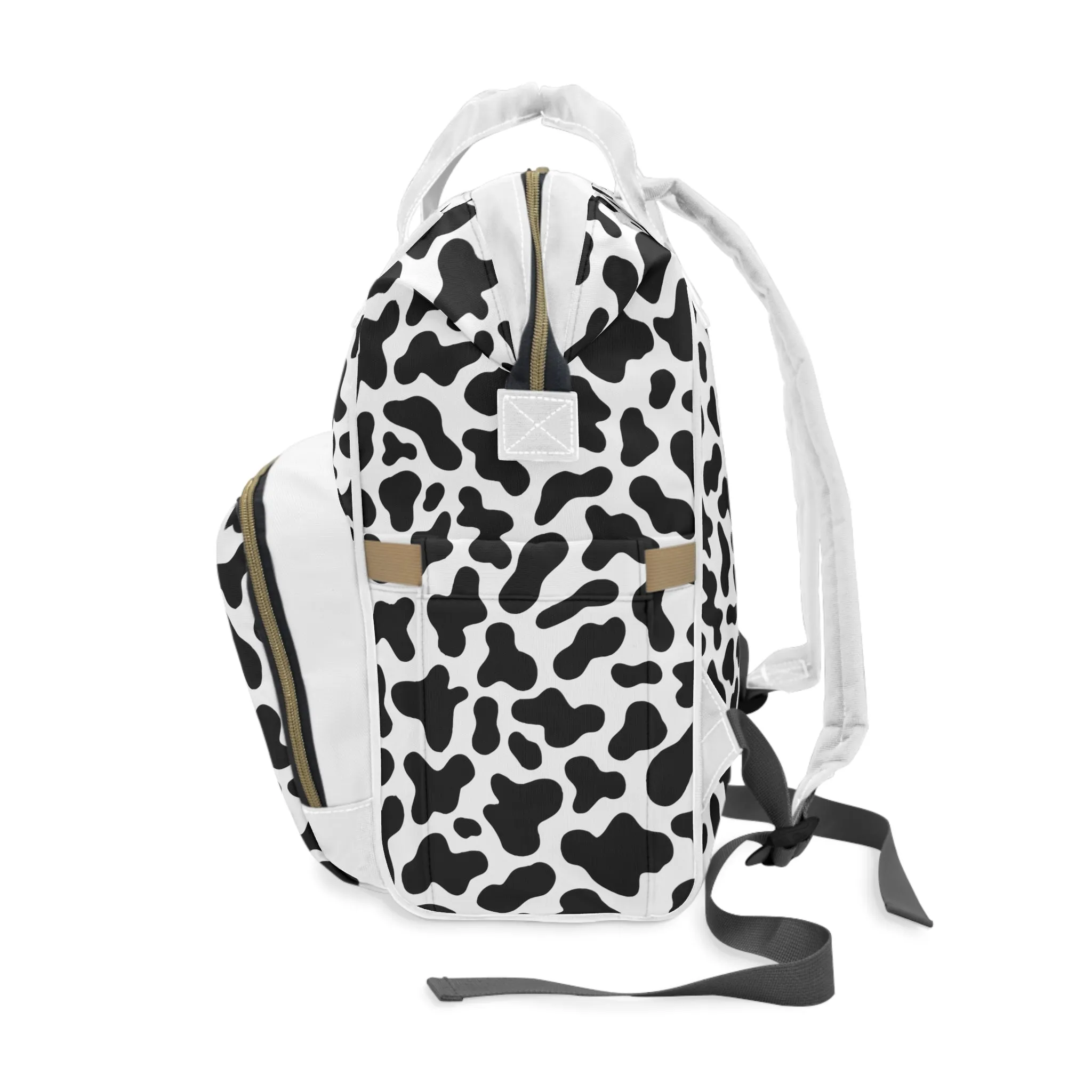 Trendy Cow Print Diaper Backpack - Durable Baby Bag with Unique Cow Pattern, Spacious Nappy Bag for Fashion-Forward Parents