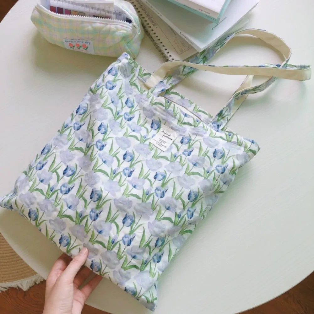 Tulip Pattern Canvas Shoulder Bag