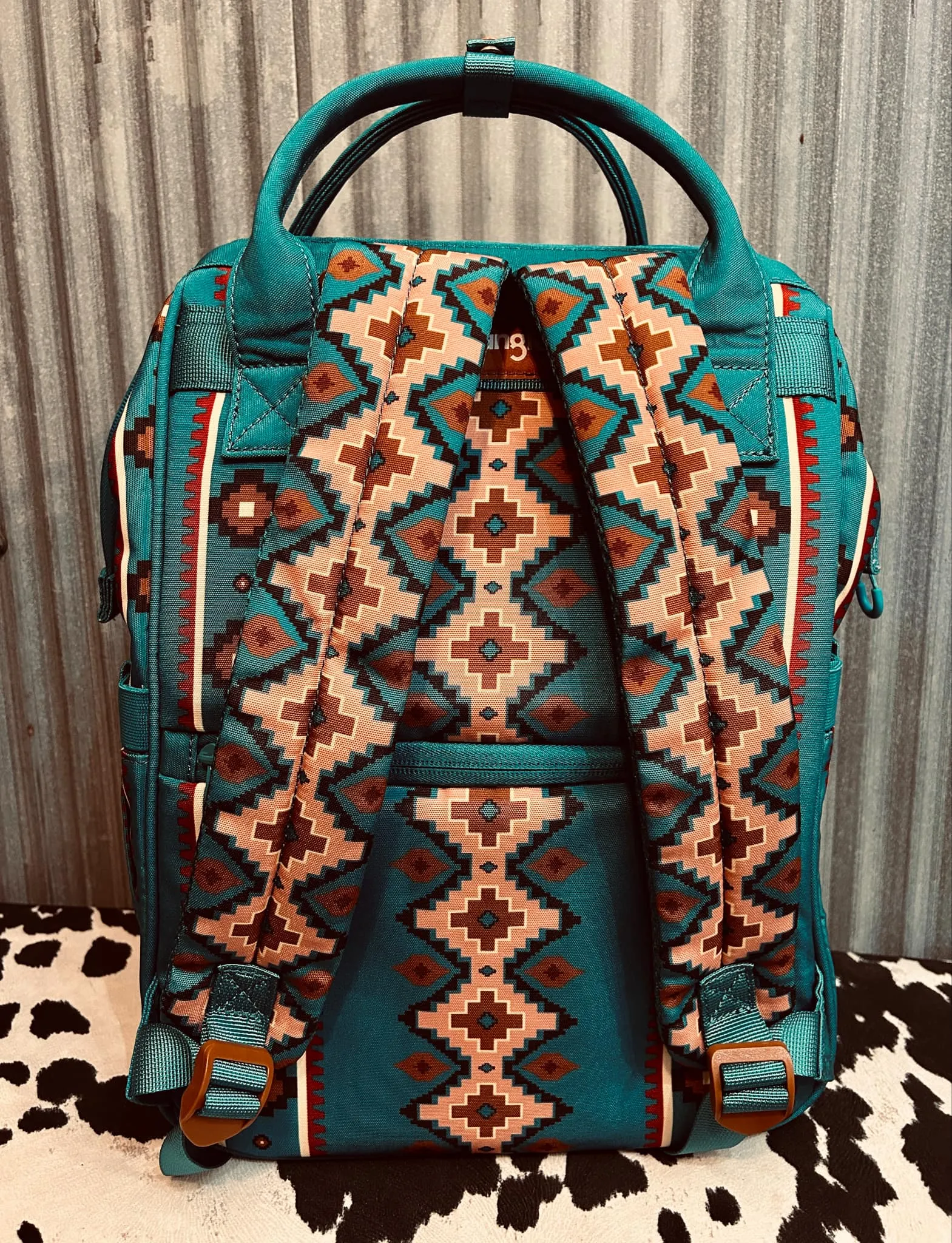 TURQUOISE WRANGLER AZTEC BACKPACK/DIAPER BAG
