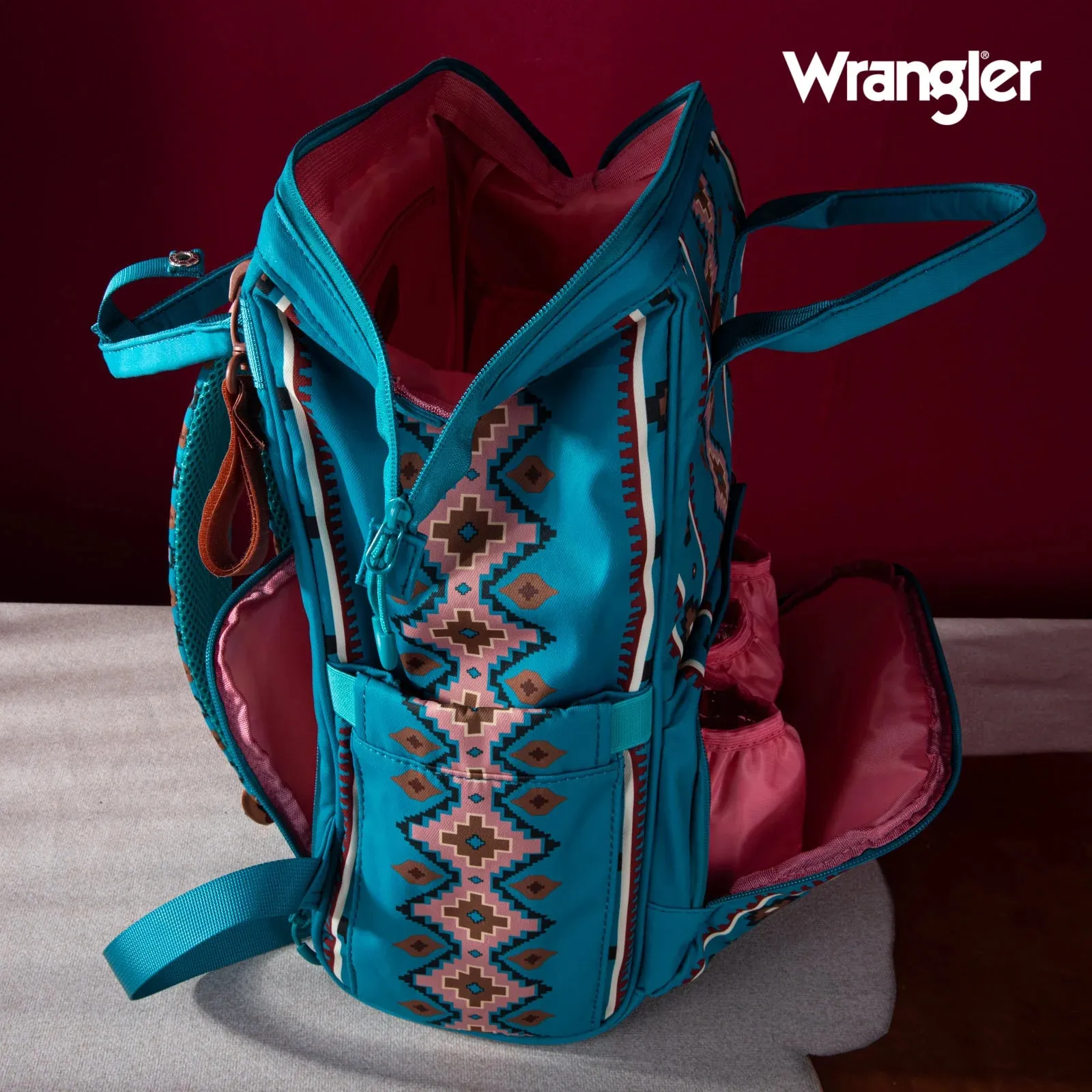 TURQUOISE WRANGLER AZTEC BACKPACK/DIAPER BAG