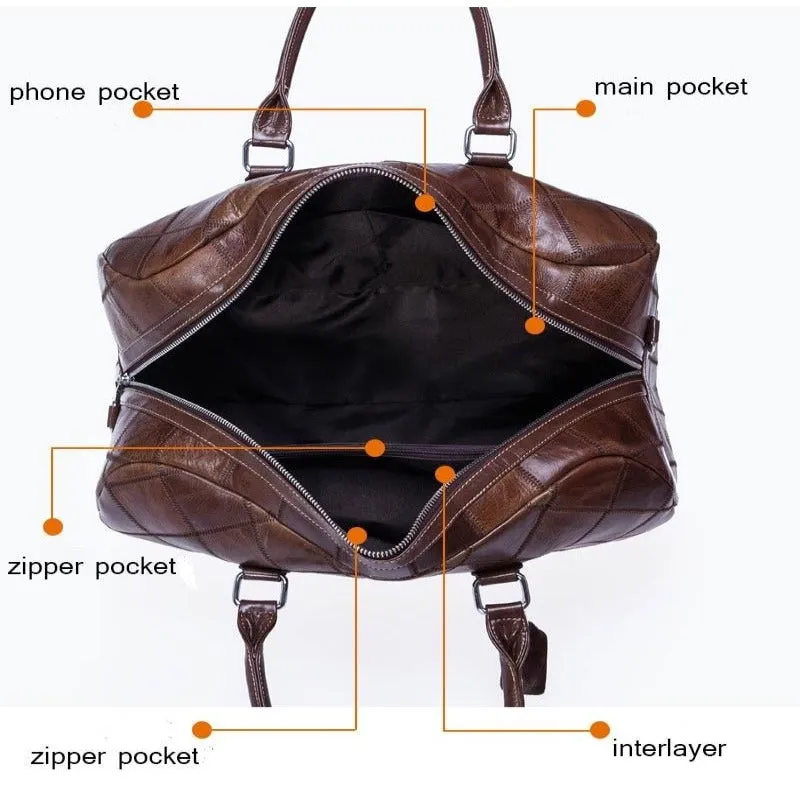 Unisex Genuine  Soft Leather Travel Bag