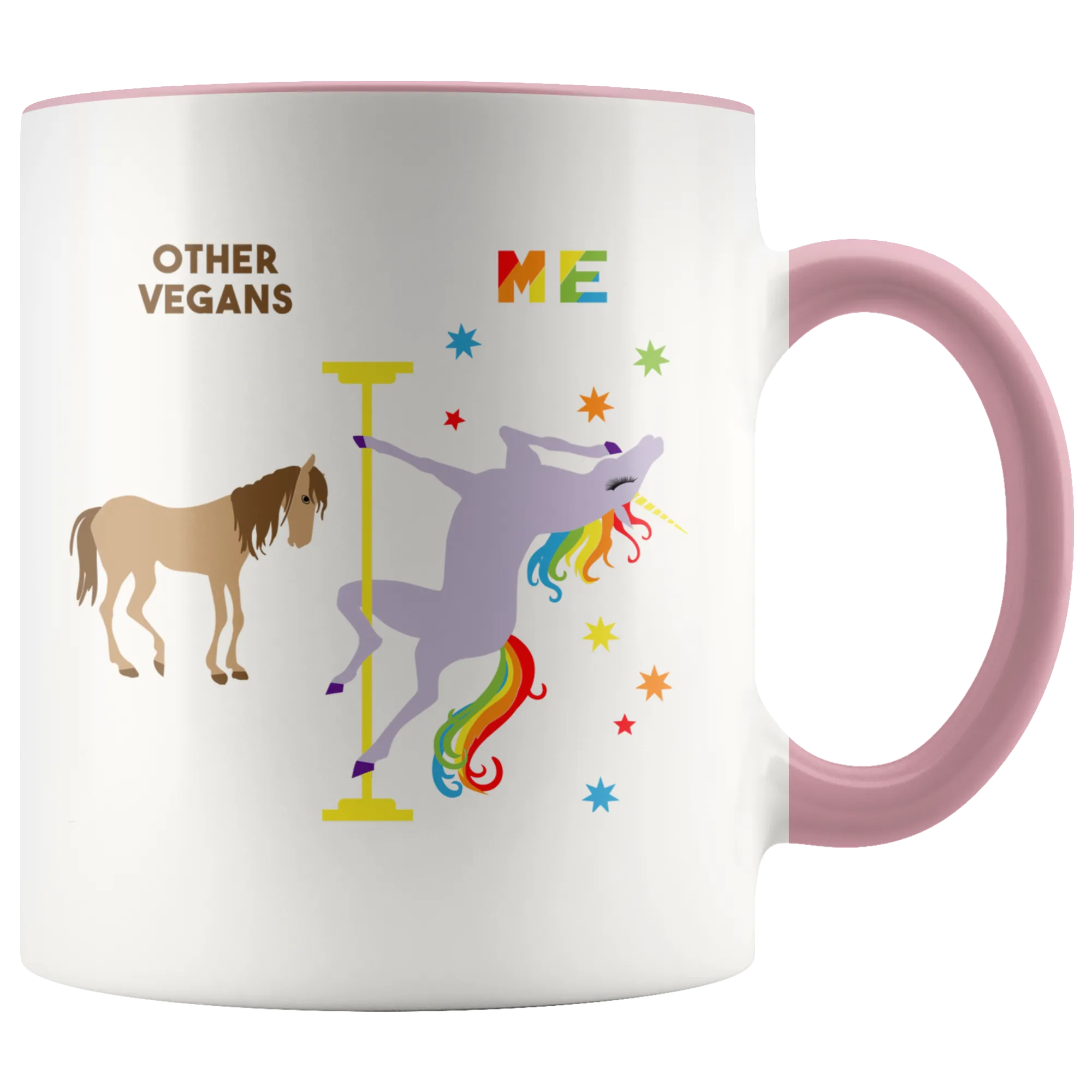 Vegan Gifts for Vegans Mug Funny Pole Dancing Unicorn Rainbow Coffee Cup 11oz