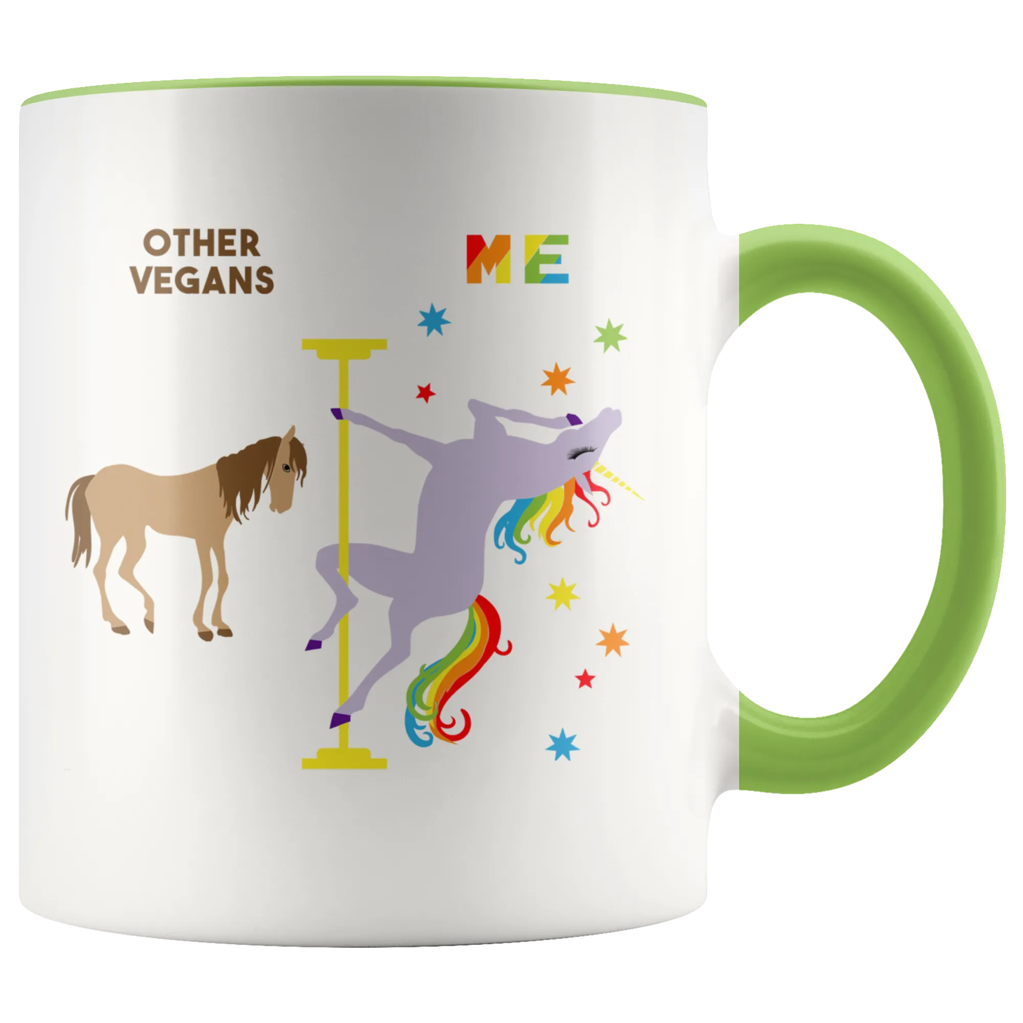 Vegan Gifts for Vegans Mug Funny Pole Dancing Unicorn Rainbow Coffee Cup 11oz