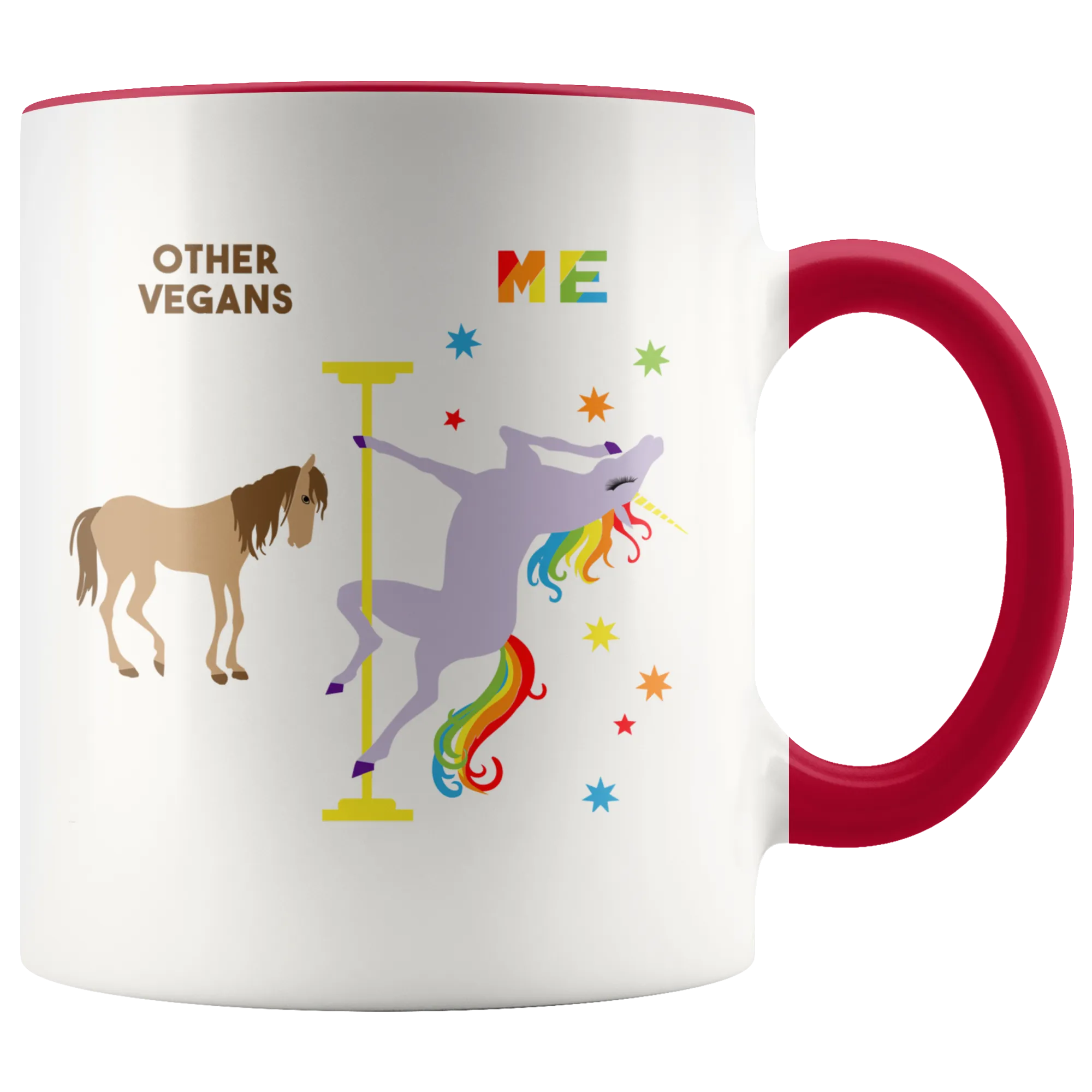 Vegan Gifts for Vegans Mug Funny Pole Dancing Unicorn Rainbow Coffee Cup 11oz