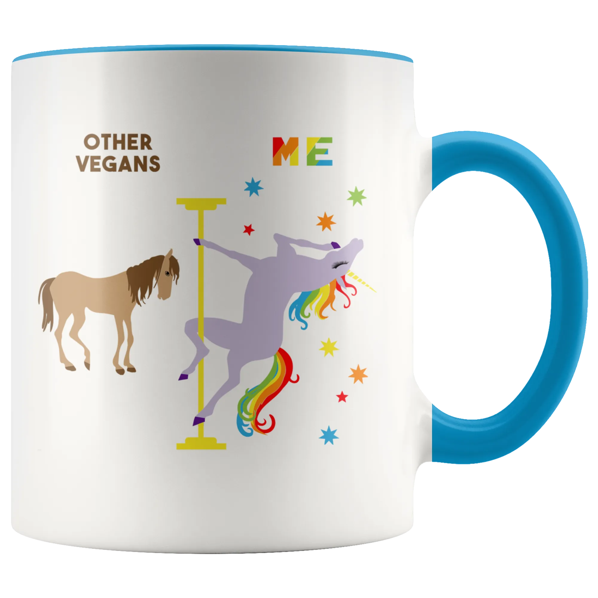 Vegan Gifts for Vegans Mug Funny Pole Dancing Unicorn Rainbow Coffee Cup 11oz