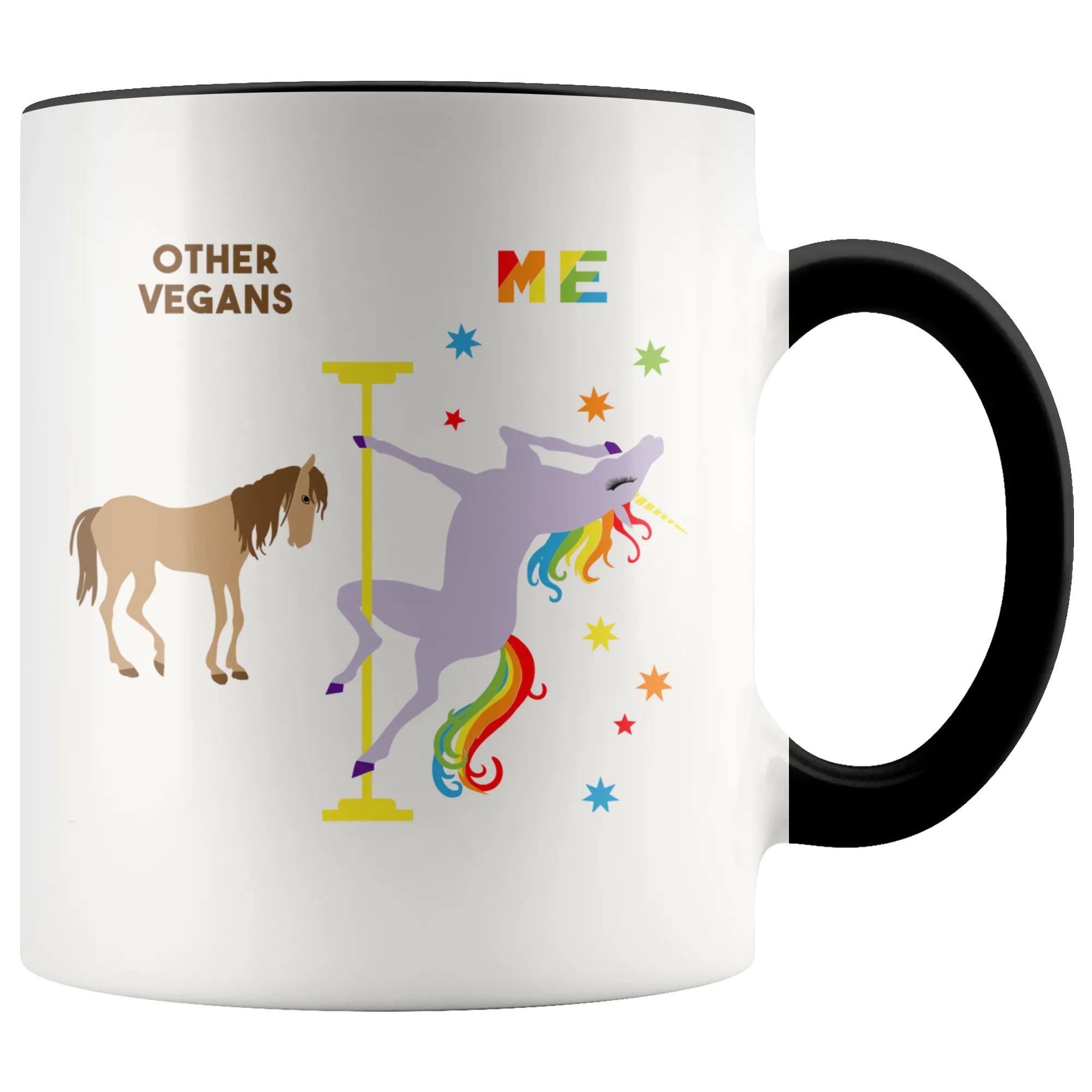Vegan Gifts for Vegans Mug Funny Pole Dancing Unicorn Rainbow Coffee Cup 11oz