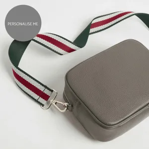 Verona Crossbody Tassel Cinder Bag with Green Stripe Strap