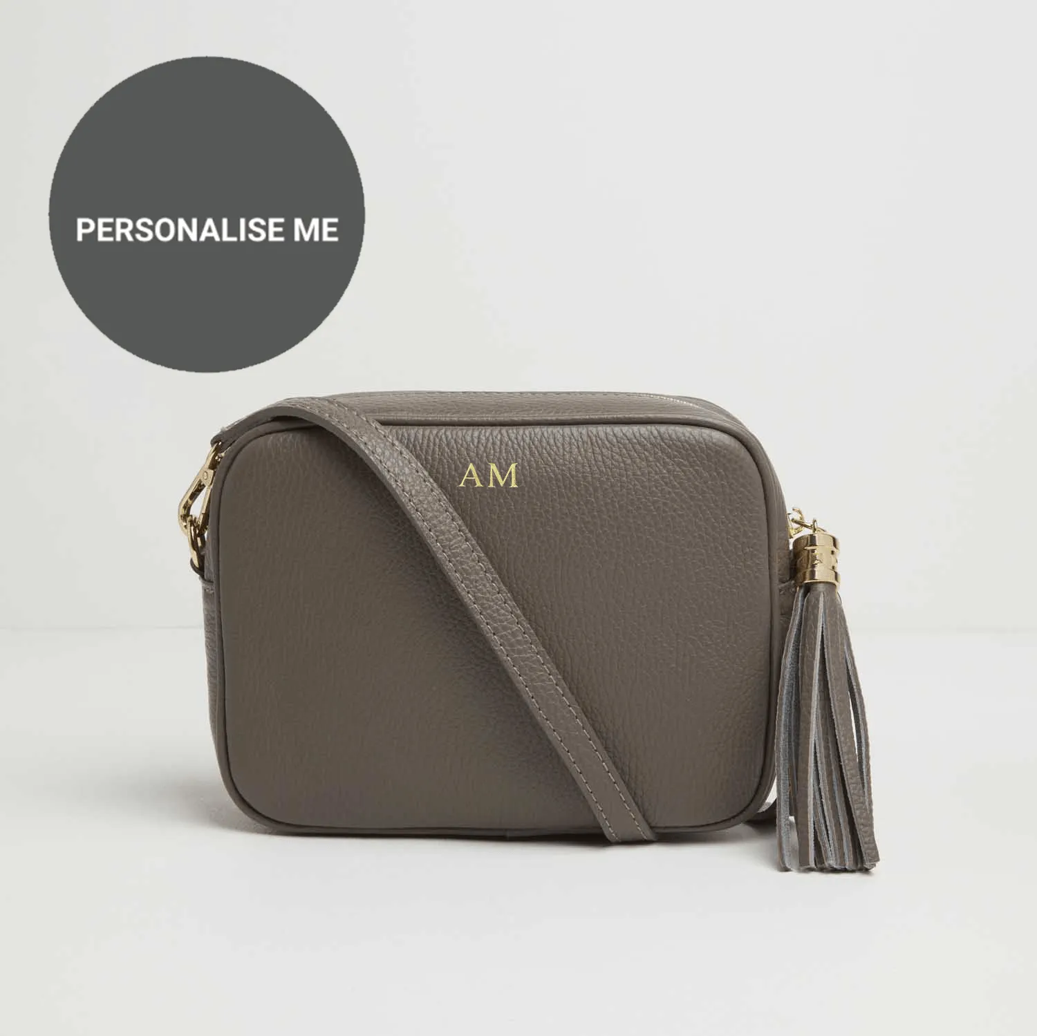 Verona Crossbody Tassel Cinder Bag with Green Stripe Strap